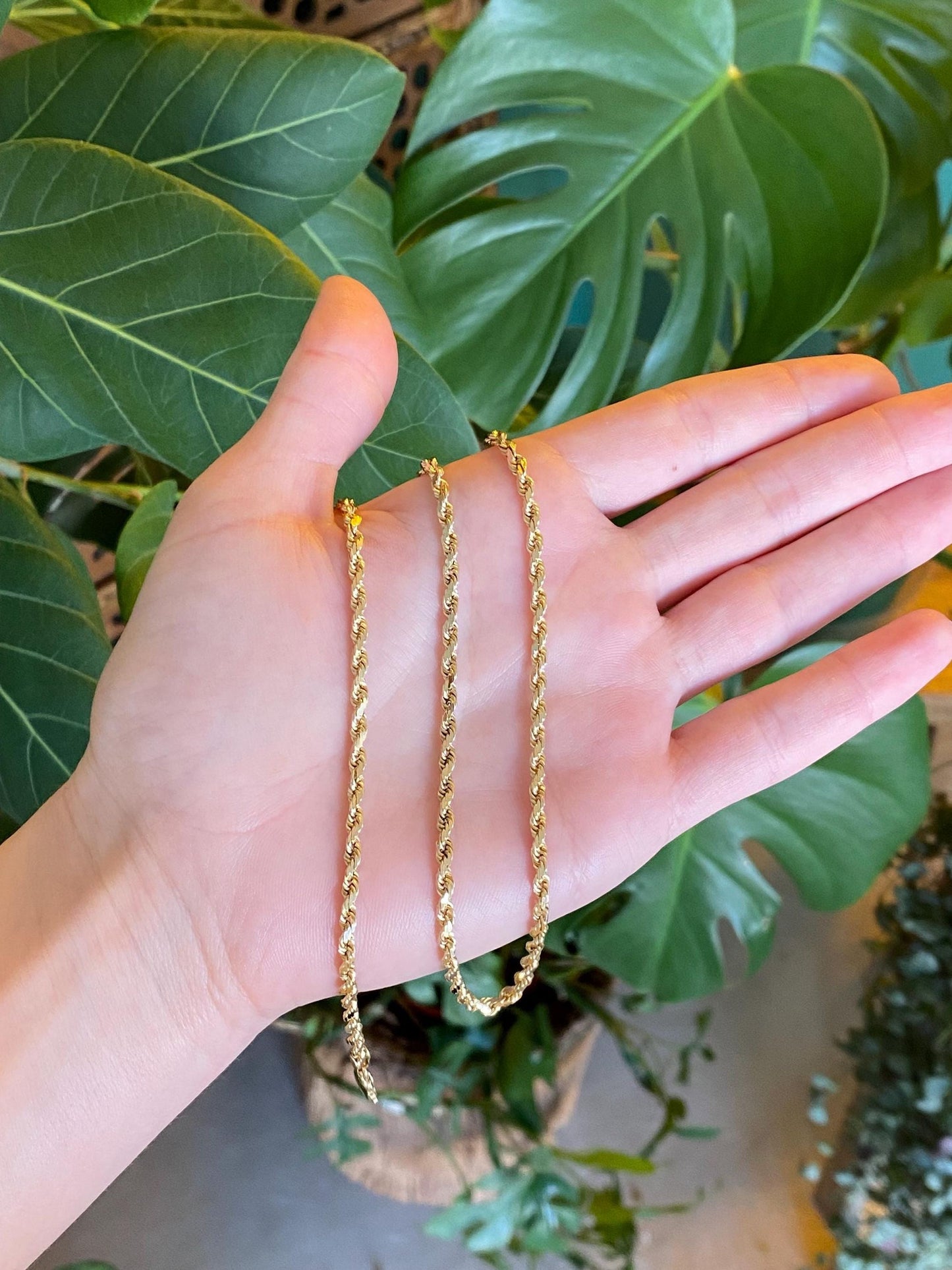 Vintage Solid 14k Yellow Gold Rope Chain Necklace - 24.5 inches