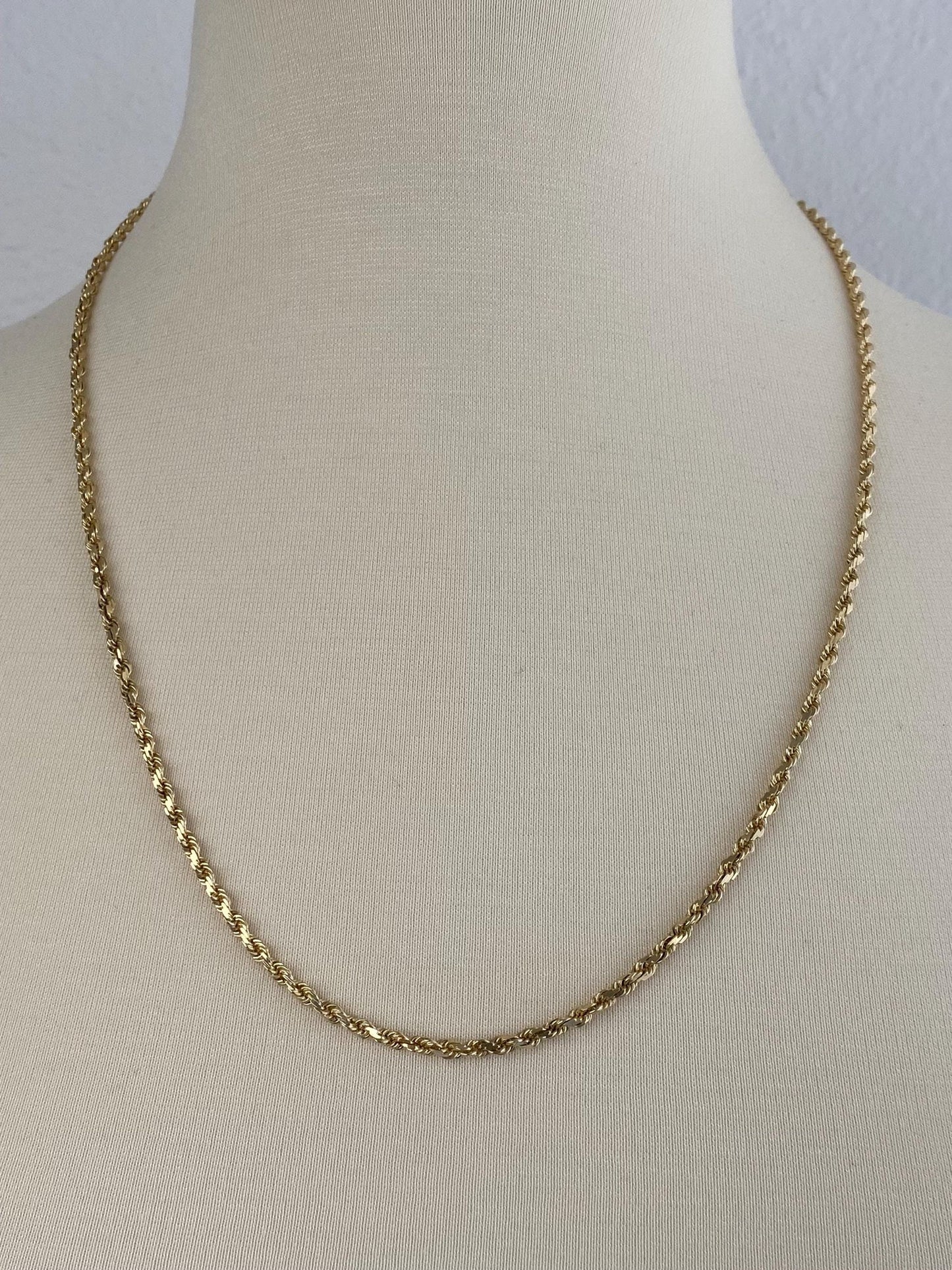 Vintage Solid 14k Yellow Gold Rope Chain Necklace - 24.5 inches