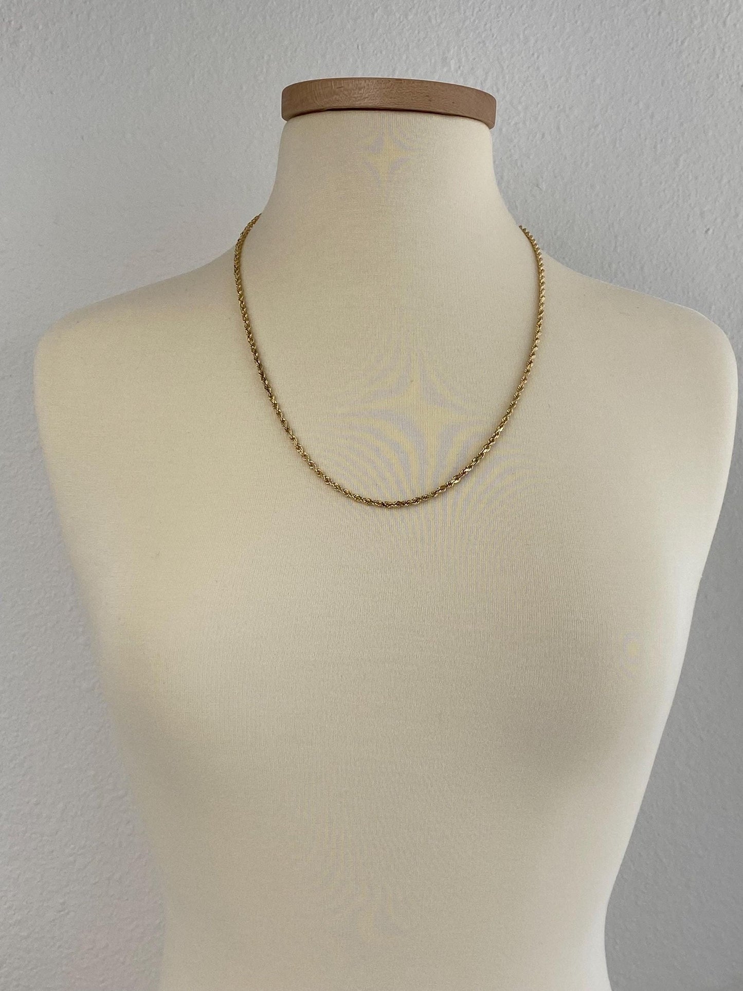 Vintage Solid 14k Yellow Gold Rope Chain Necklace - 24.5 inches