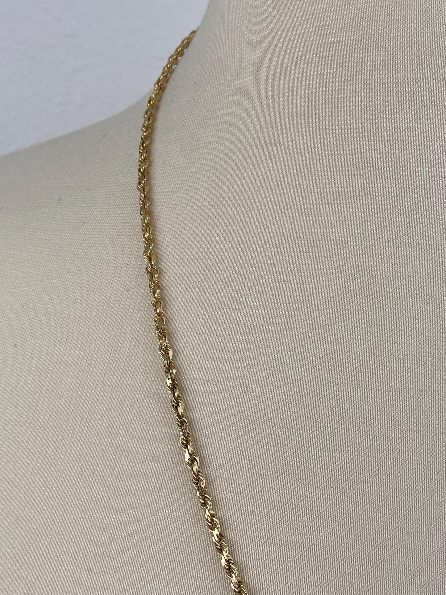 Vintage Solid 14k Yellow Gold Rope Chain Necklace - 24.5 inches