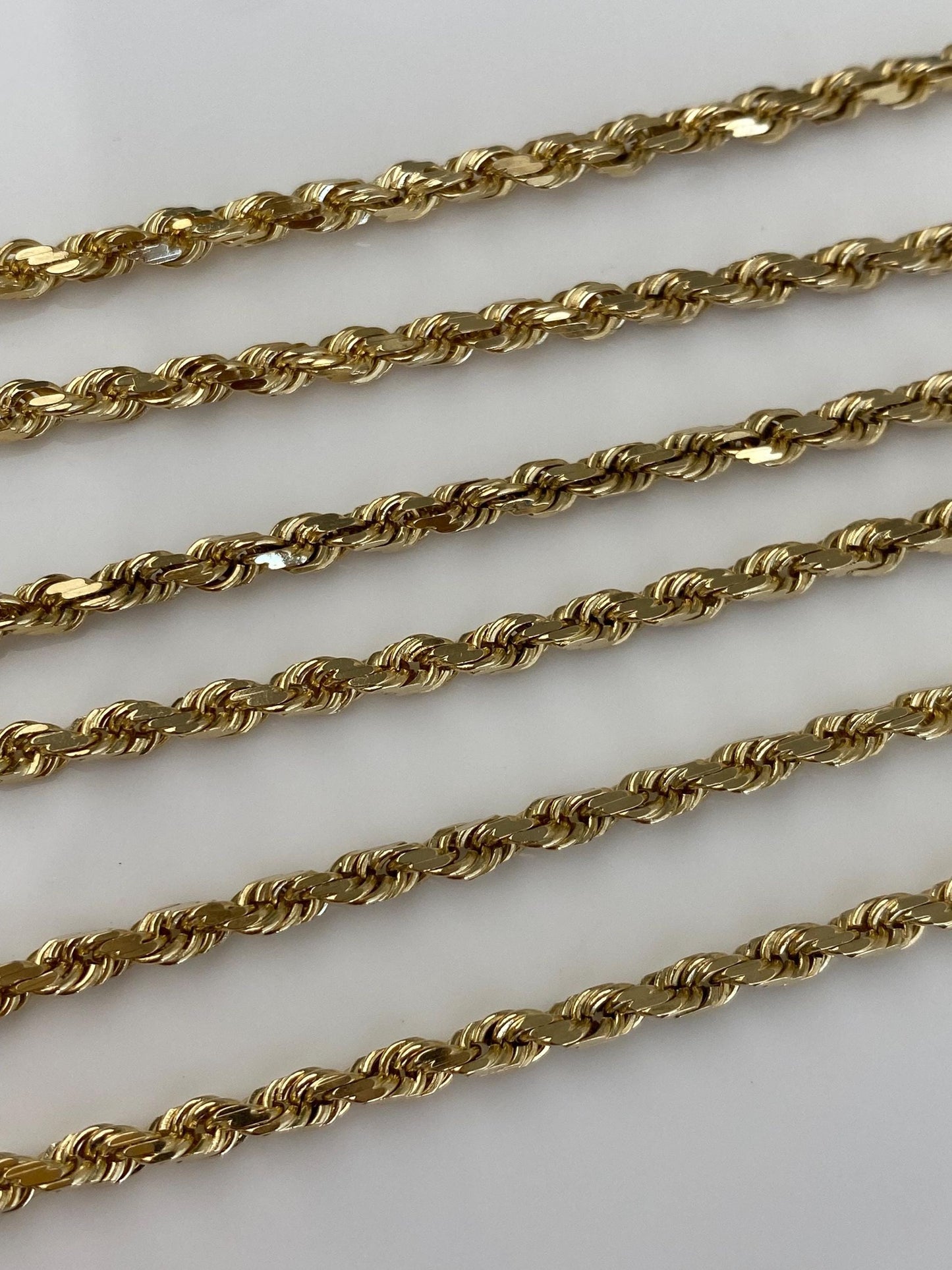 Vintage Solid 14k Yellow Gold Rope Chain Necklace - 24.5 inches