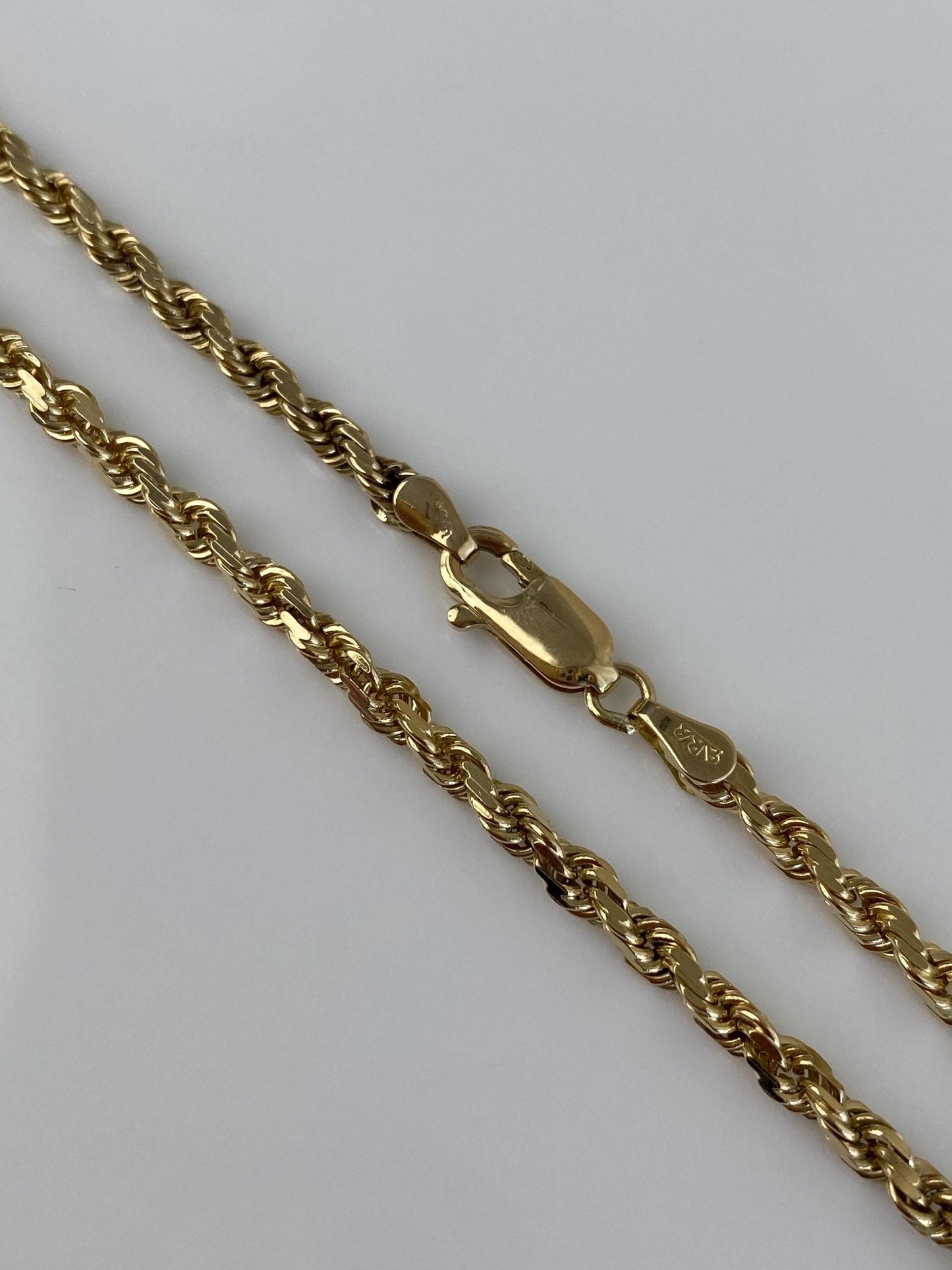 Vintage Solid 14k Yellow Gold Rope Chain Necklace - 24.5 inches