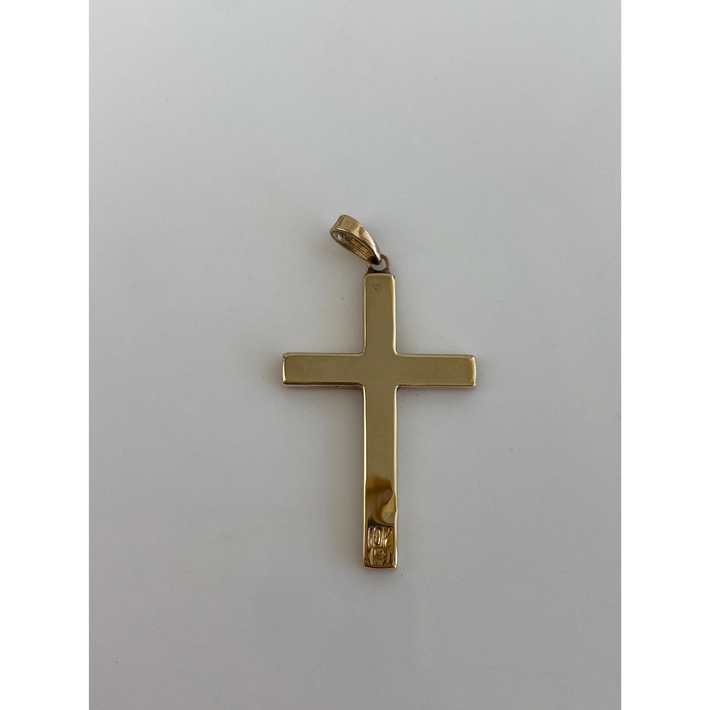 Vintage 9k Yellow Gold Floral Lined Cross Charm