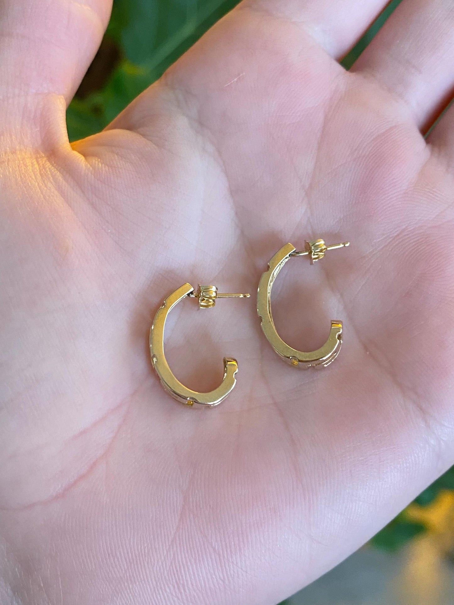 Vintage Solid 14k Yellow Gold Greek Key Drop Earrings