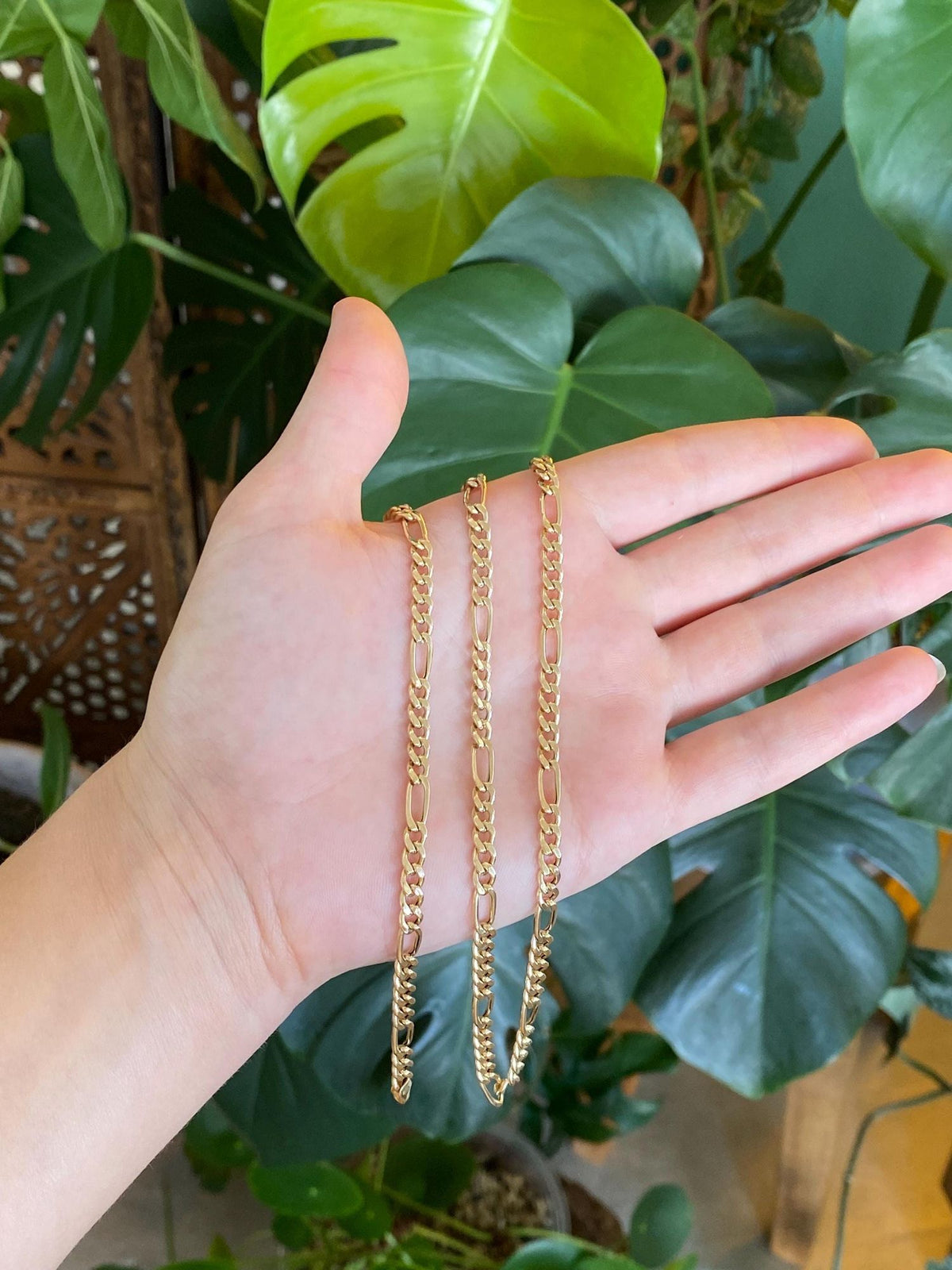 Vintage 14k Yellow Gold Figaro Chain Necklace - 30 inches