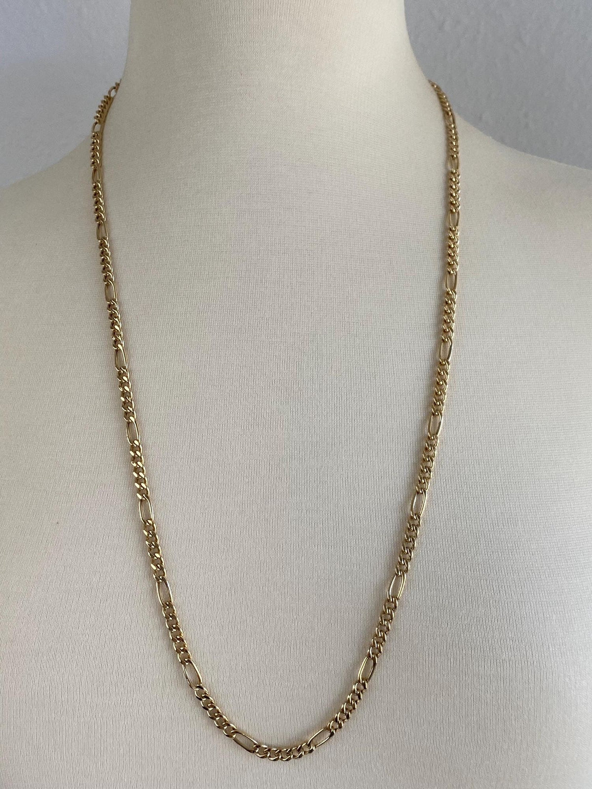 Vintage 14k Yellow Gold Figaro Chain Necklace - 30 inches