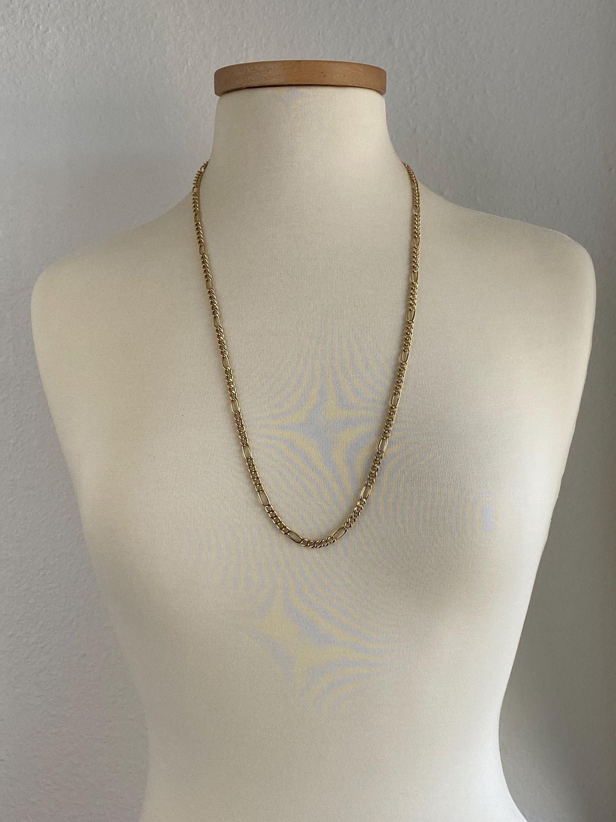 Vintage 14k Yellow Gold Figaro Chain Necklace - 30 inches