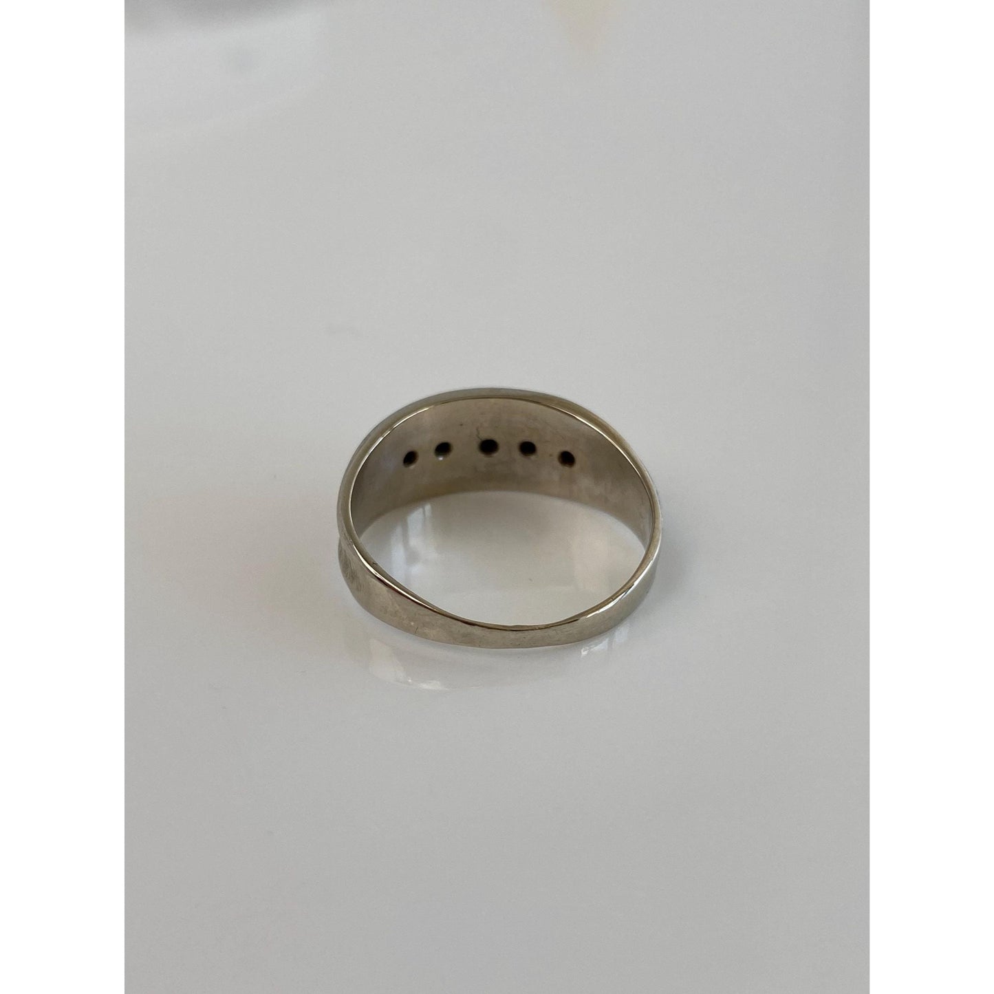 Vintage Solid 14k White Gold Diamond Ring Band - Size 8.5