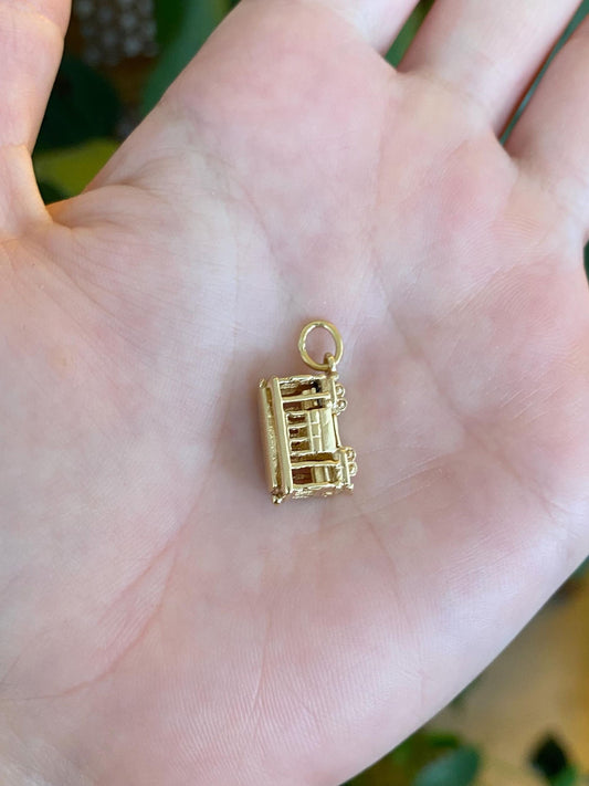 Vintage Solid 14k Yellow Gold Trolley Car Charm