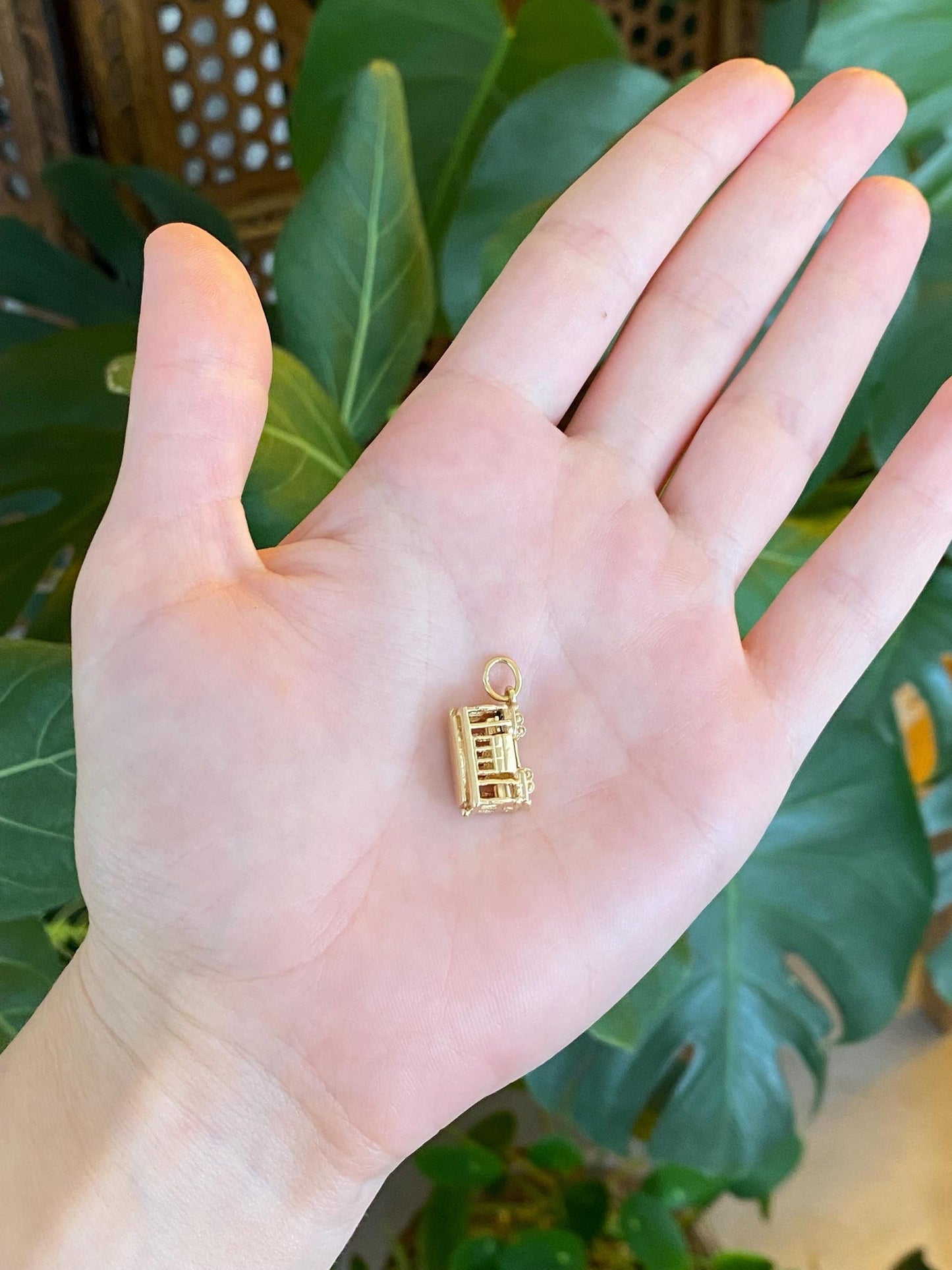 Vintage Solid 14k Yellow Gold Trolley Car Charm