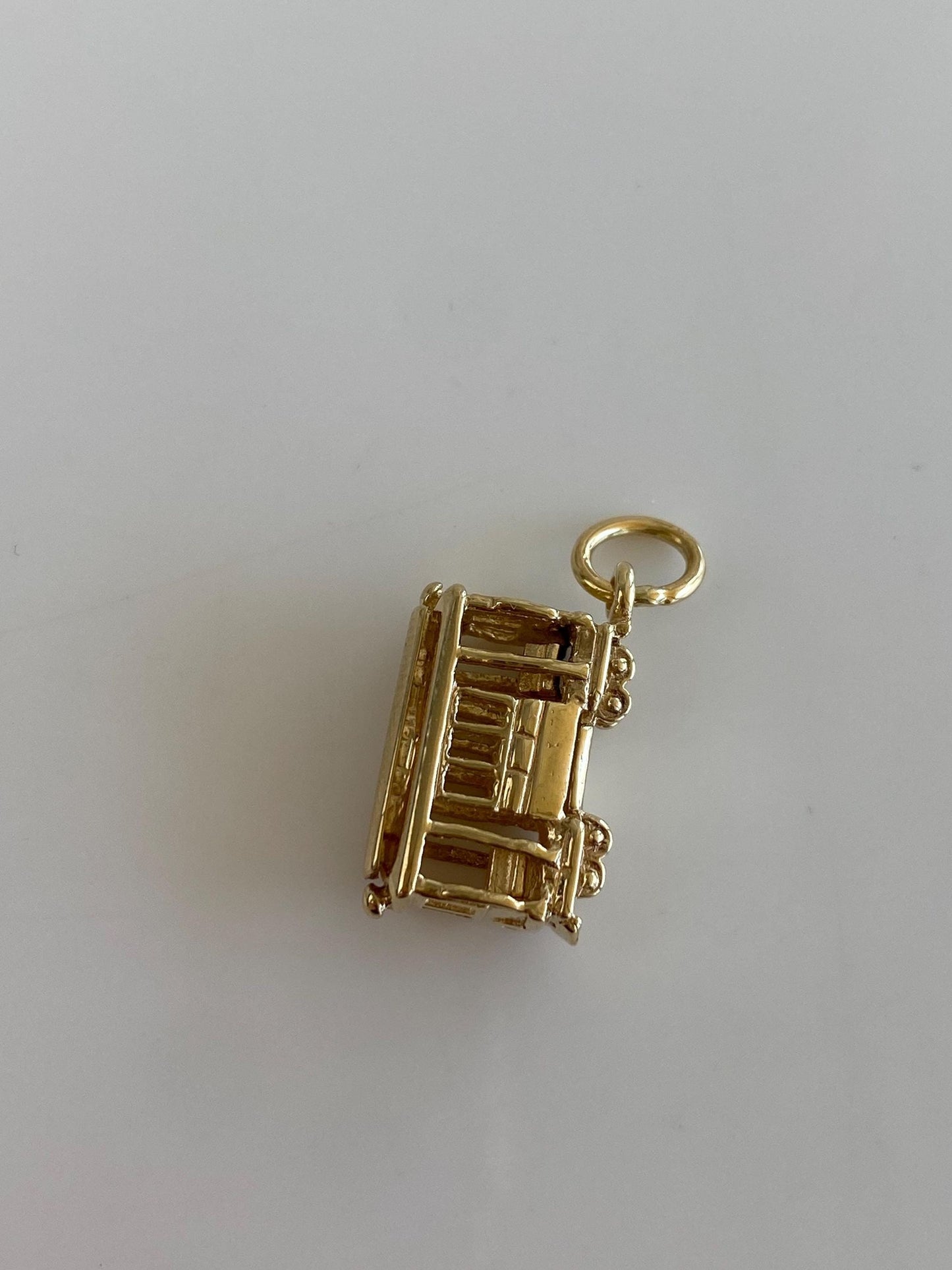 Vintage Solid 14k Yellow Gold Trolley Car Charm