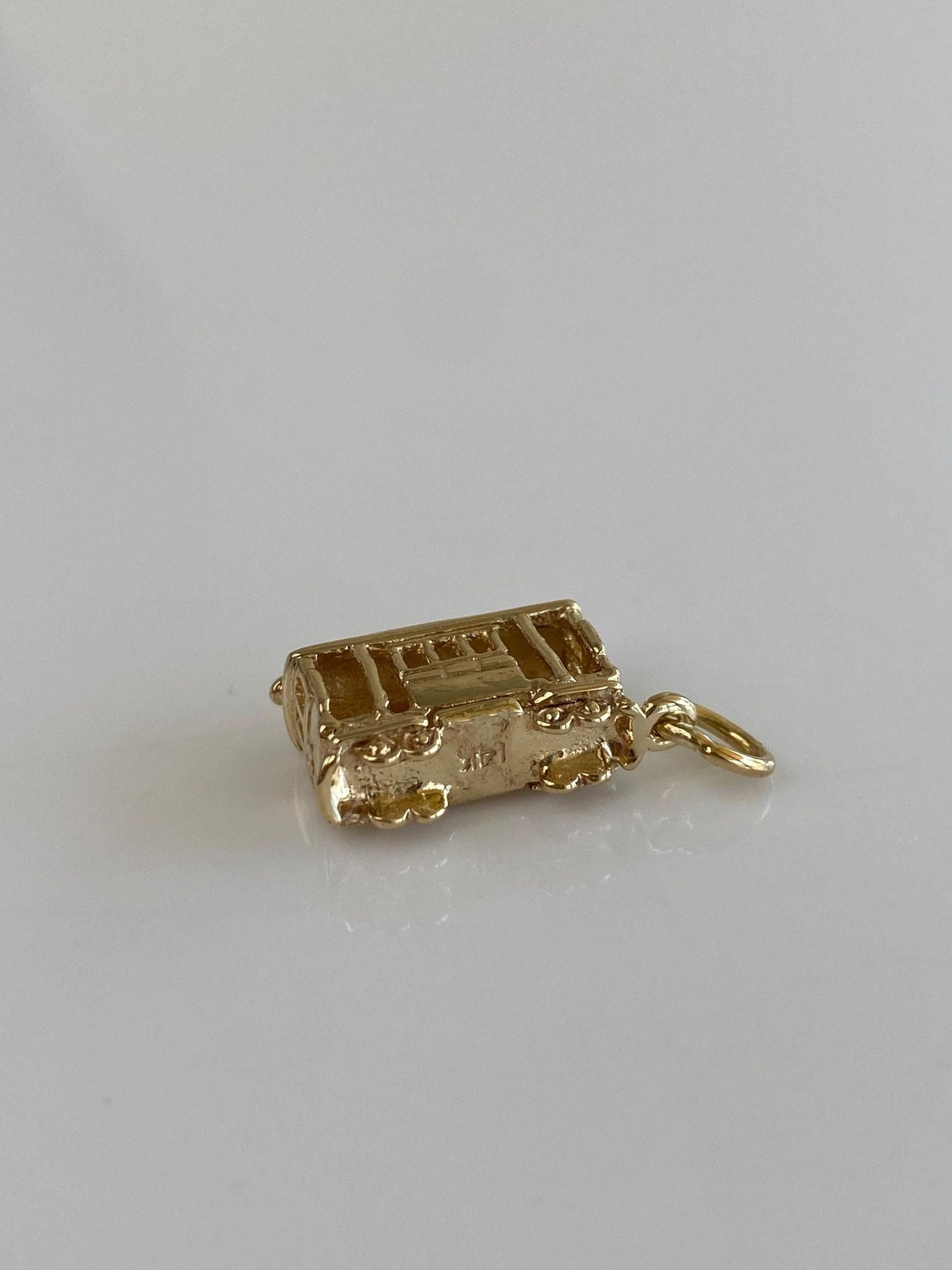 Vintage Solid 14k Yellow Gold Trolley Car Charm