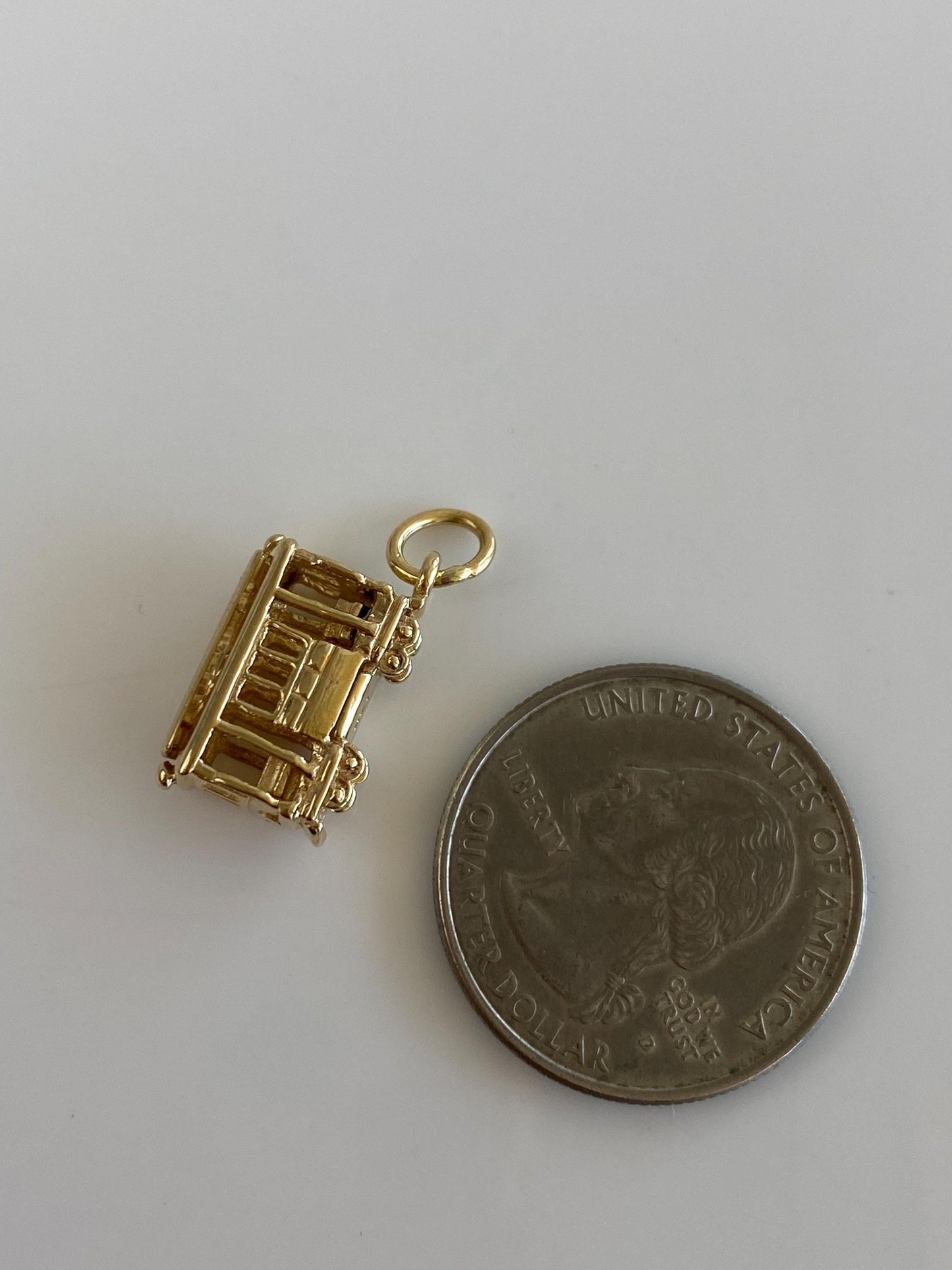Vintage Solid 14k Yellow Gold Trolley Car Charm