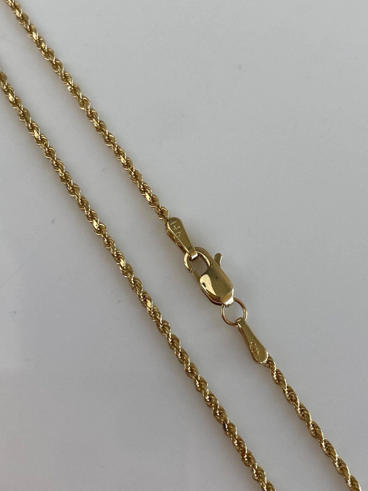Vintage Solid 14k Yellow Gold Slim Rope Chain Necklace - 18 inches