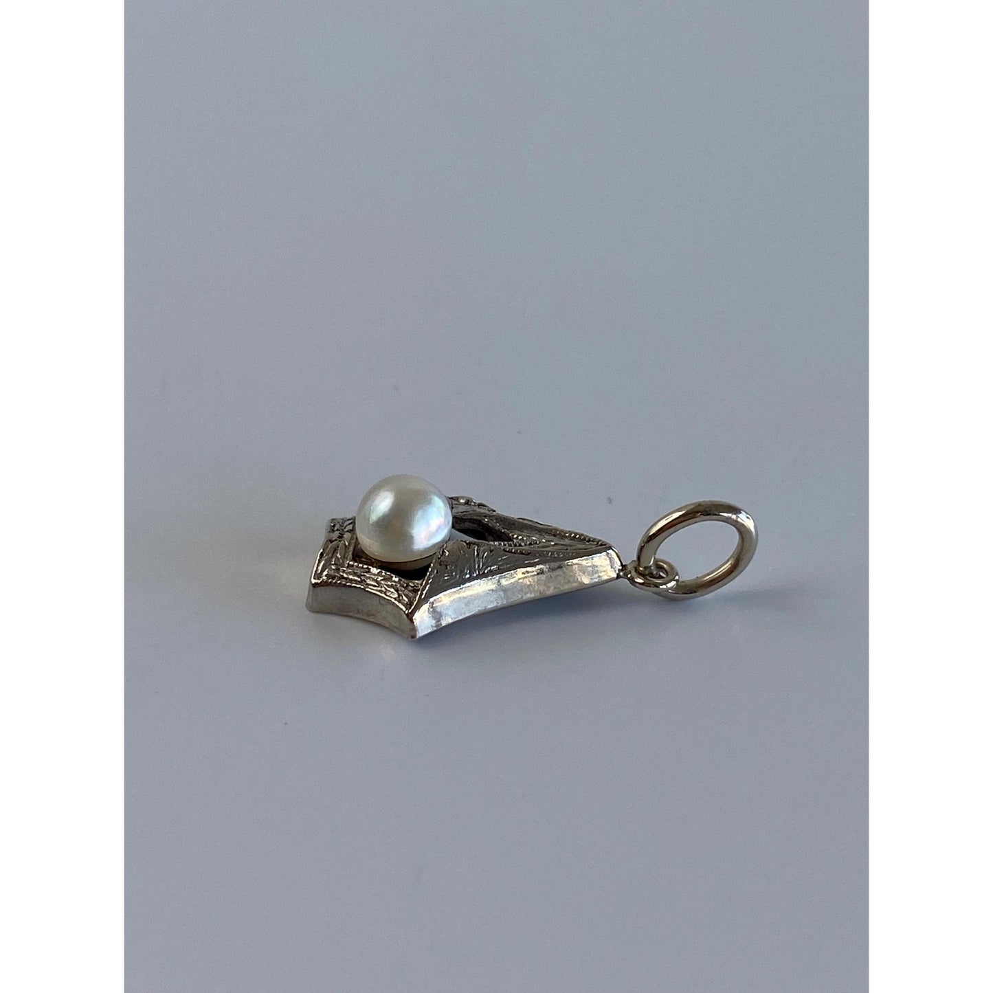 Vintage Solid 14k White & Yellow Gold Pearl Art Deco Charm