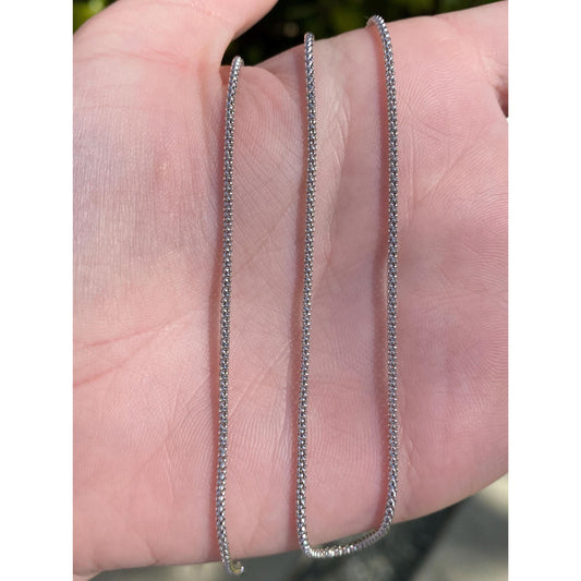 Vintage Solid 14k White Gold Popcorn Chain Necklace - 18.25 inches