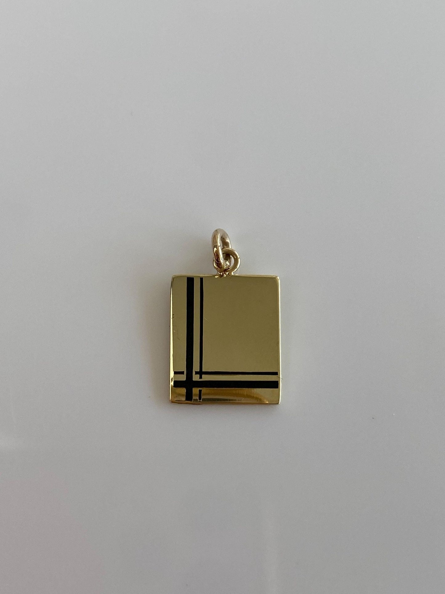 Vintage Solid 14k Yellow Gold Enamel Square Cufflink Conversion Charm