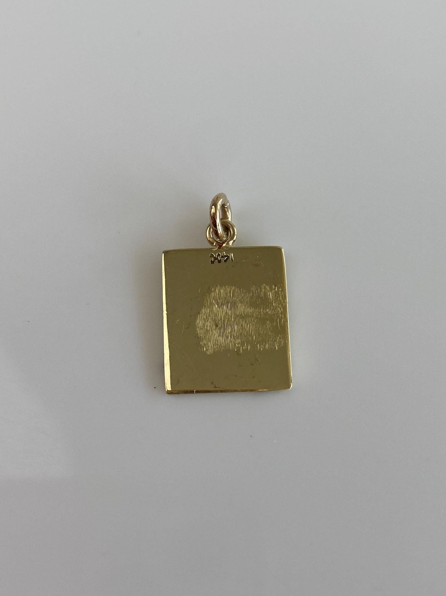 Vintage Solid 14k Yellow Gold Enamel Square Cufflink Conversion Charm