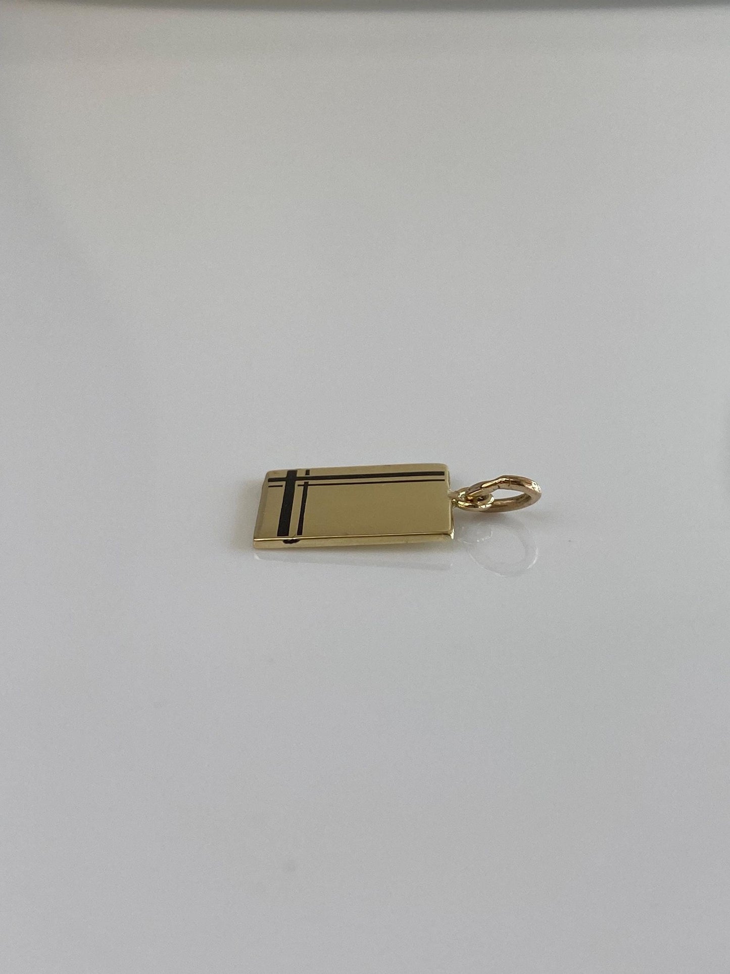 Vintage Solid 14k Yellow Gold Enamel Square Cufflink Conversion Charm