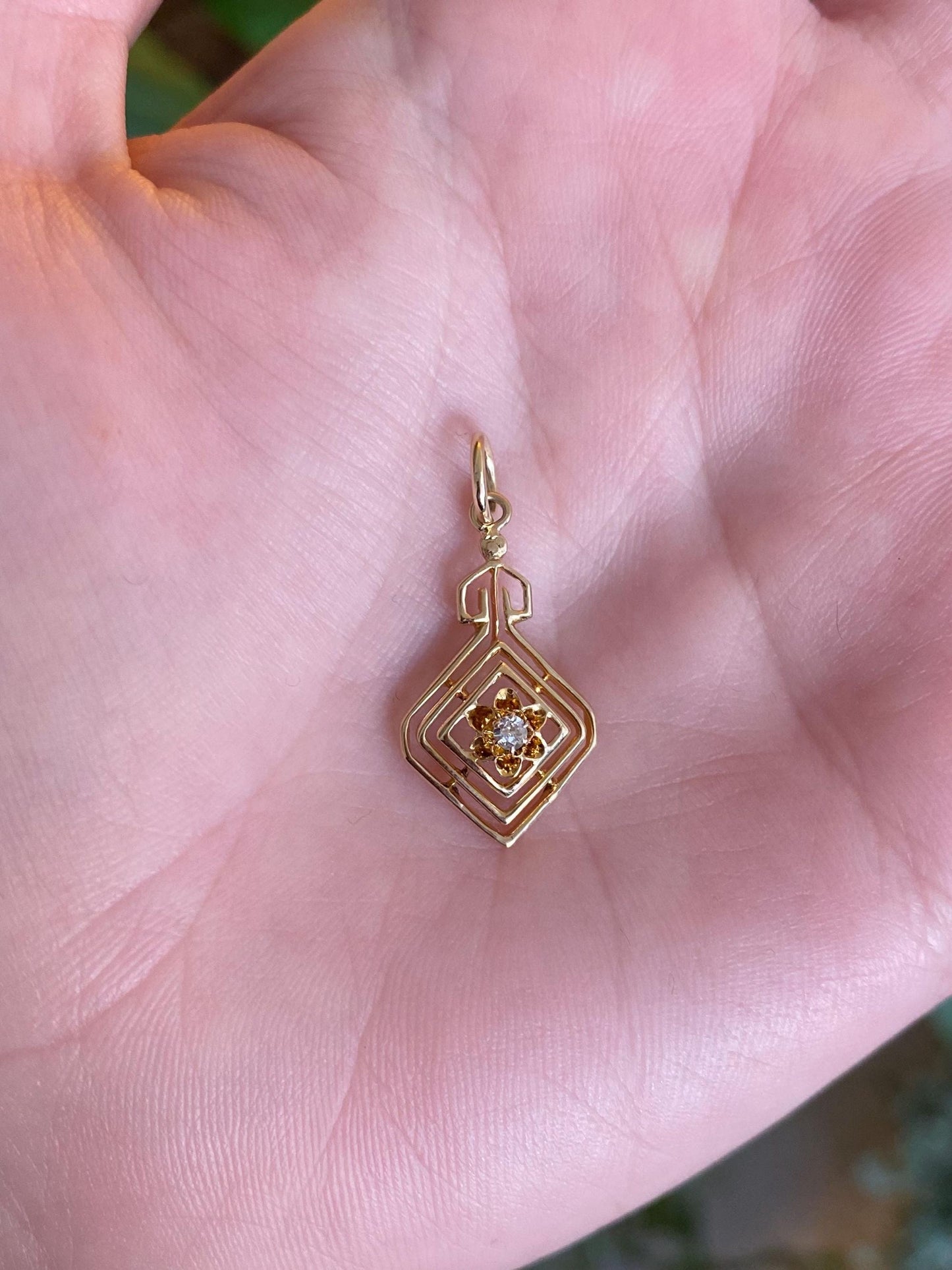 Vintage Solid 10k Yellow Gold Diamond Stick Pin Conversion Charm