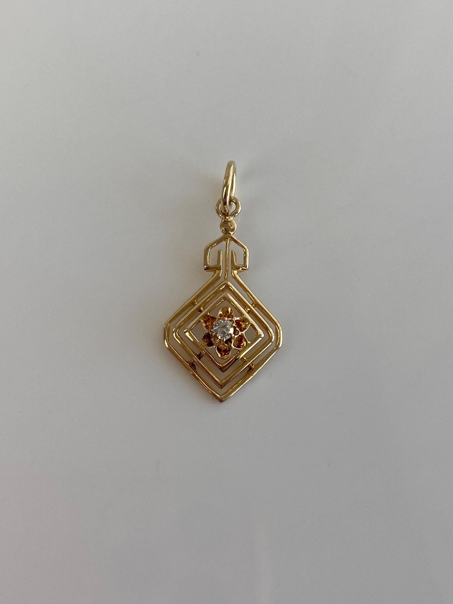 Vintage Solid 10k Yellow Gold Diamond Stick Pin Conversion Charm