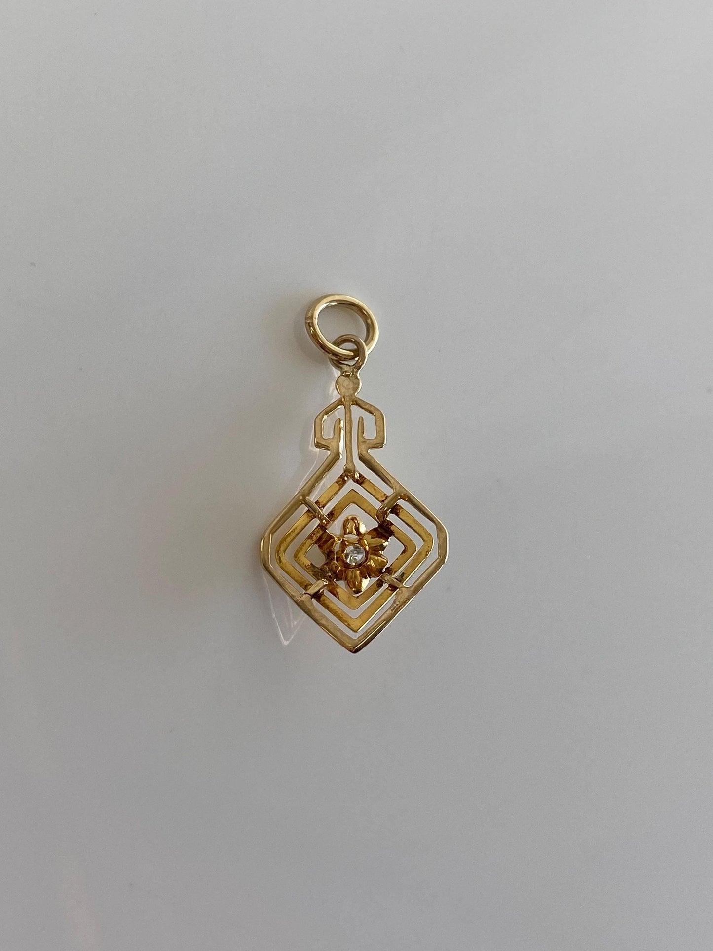 Vintage Solid 10k Yellow Gold Diamond Stick Pin Conversion Charm
