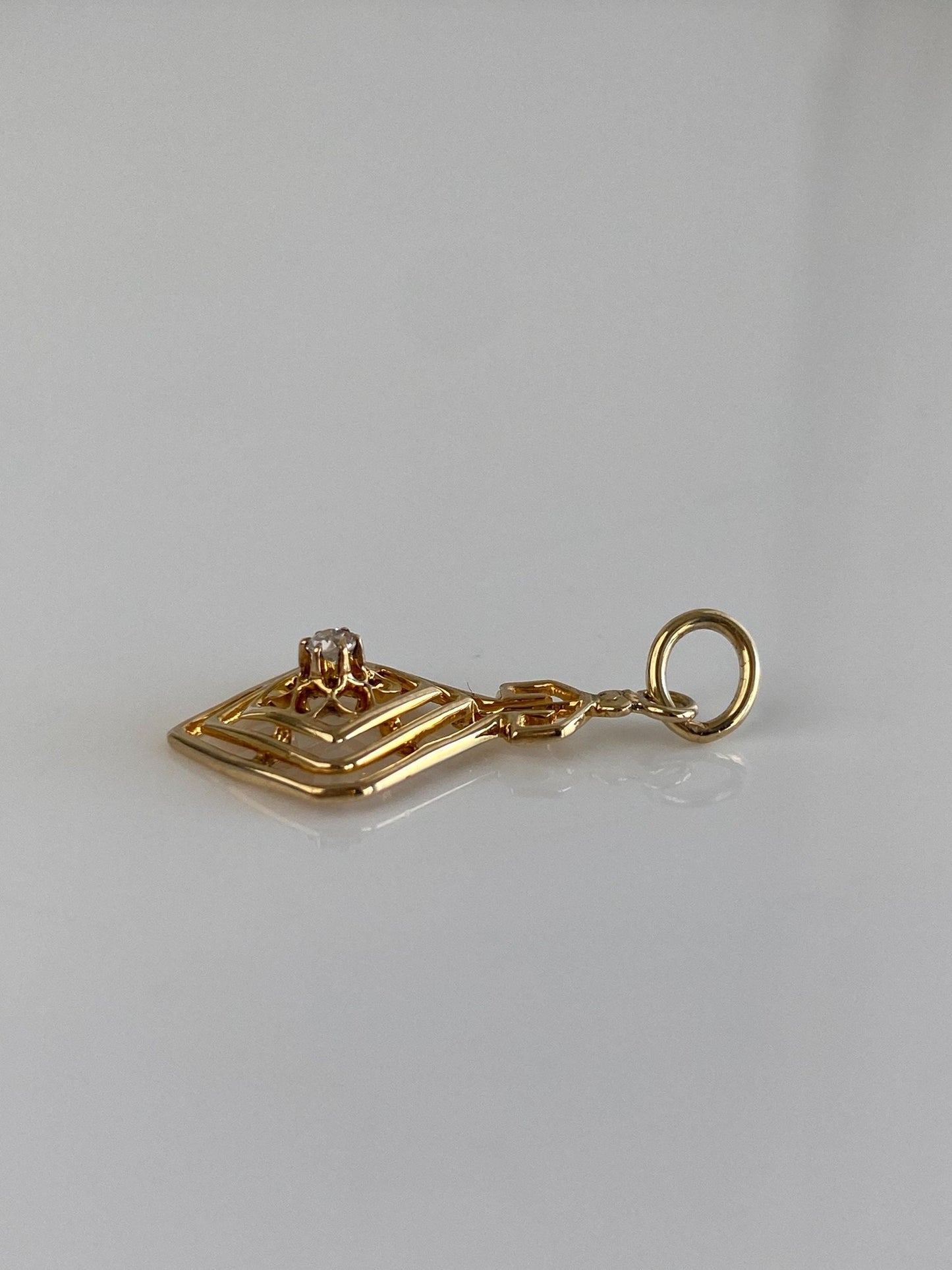 Vintage Solid 10k Yellow Gold Diamond Stick Pin Conversion Charm
