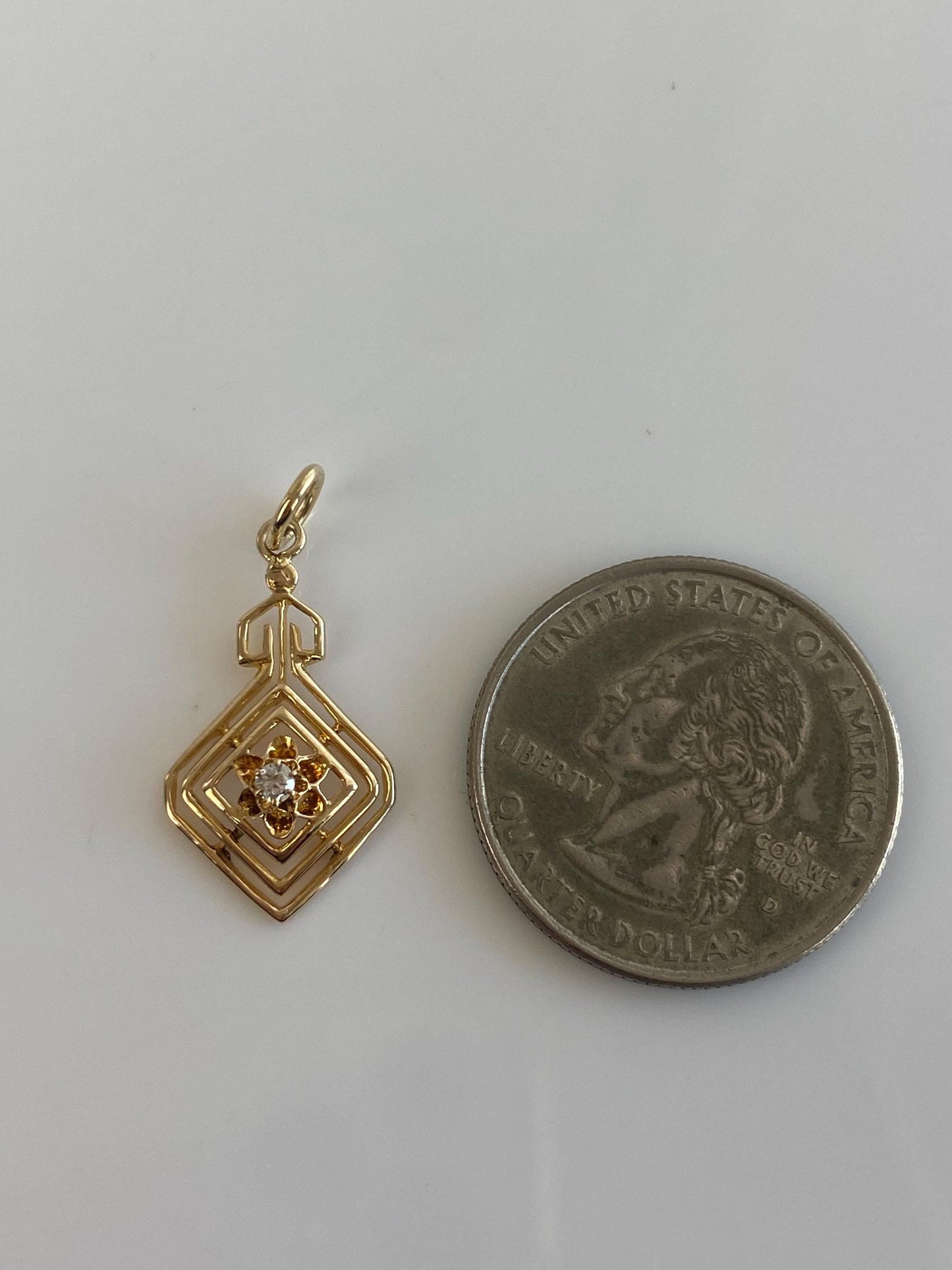 Vintage Solid 10k Yellow Gold Diamond Stick Pin Conversion Charm