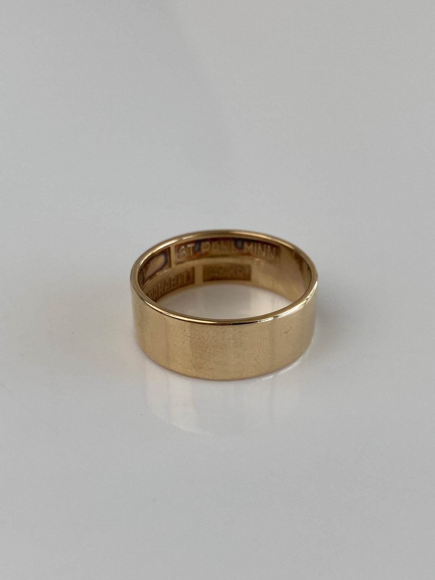 Vintage Solid 14k Yellow Gold Masonic St.Paul Minnesota Straight Edge Ring Band - Size 8.25