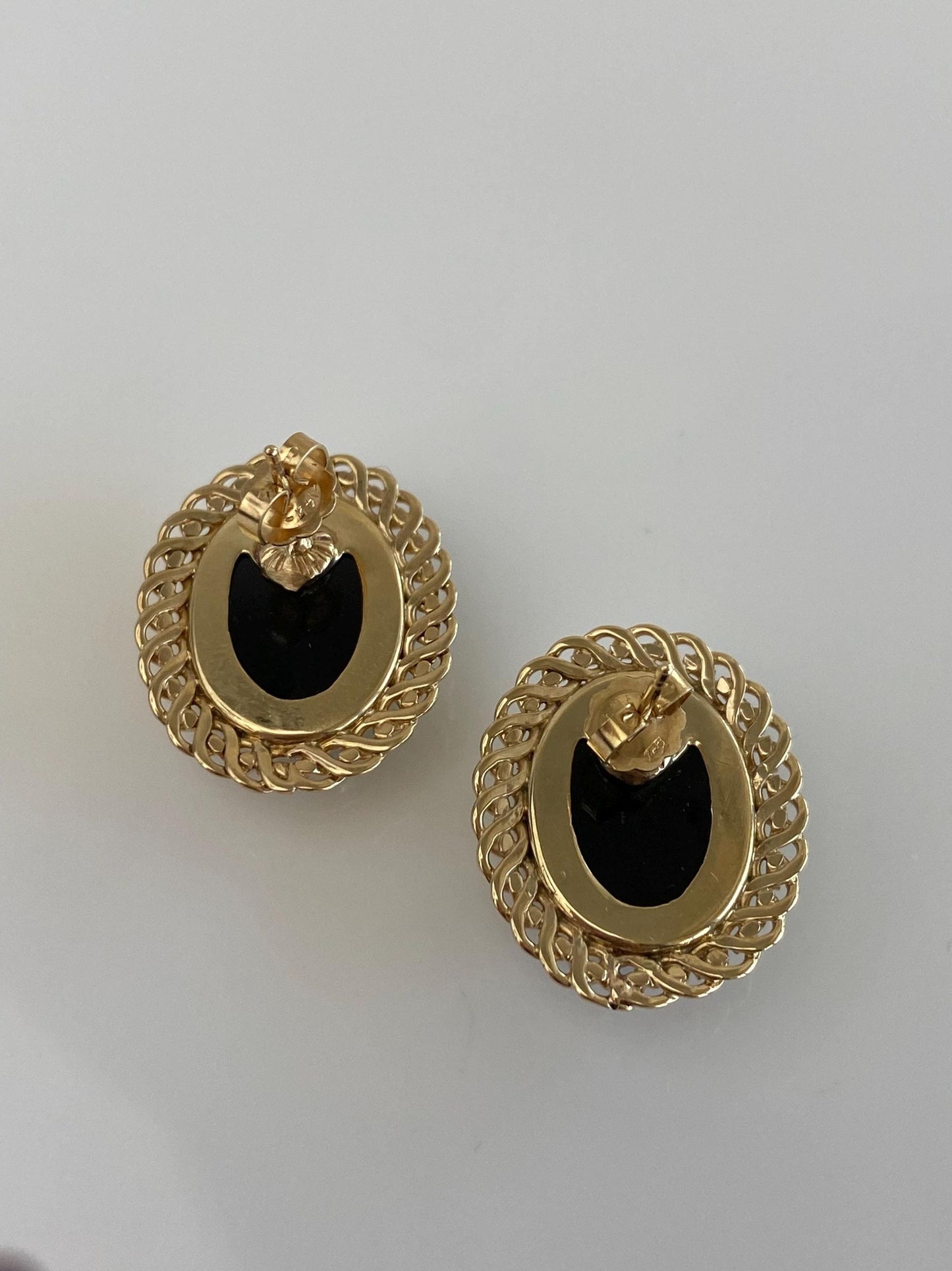 Vintage Solid 10k Yellow Gold Opal Stud Earrings