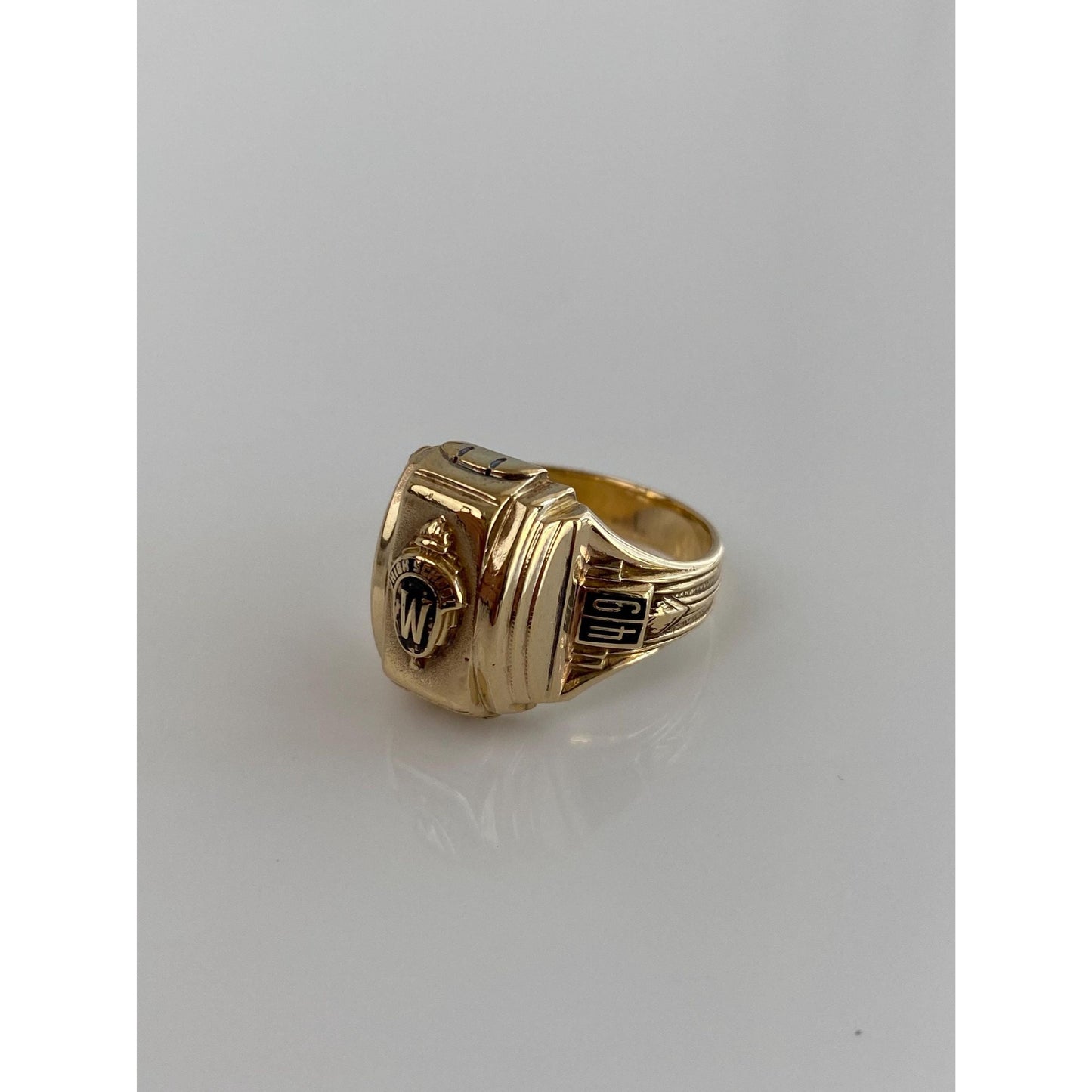 Vintage Solid 10k Yellow Gold Enamel 1949 Class Ring - Size 6.5