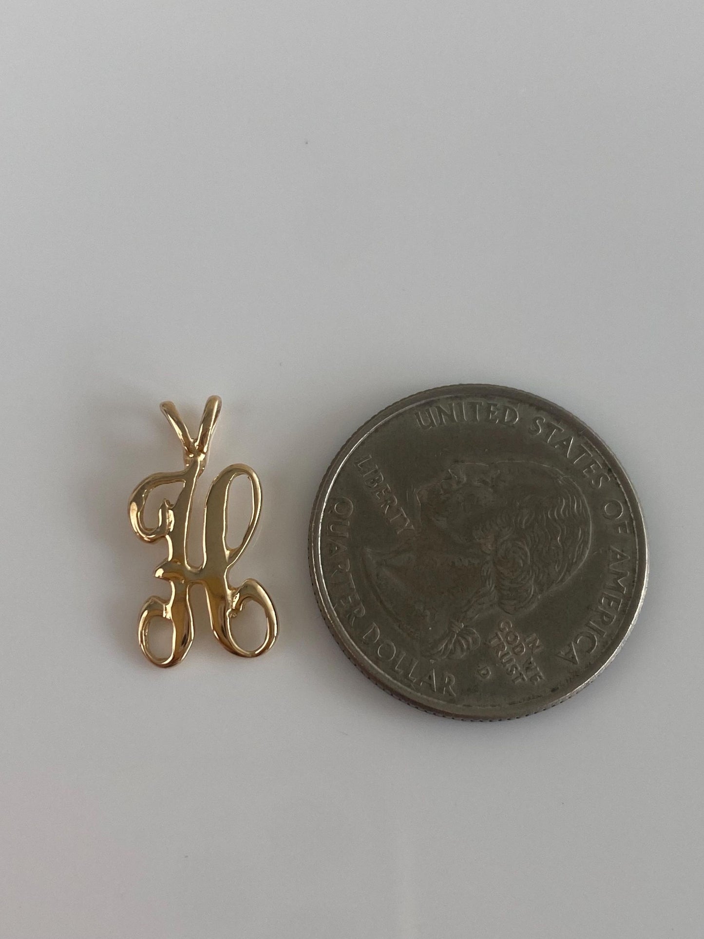 Vintage Solid 14k Yellow Gold Initial 'H' Charm