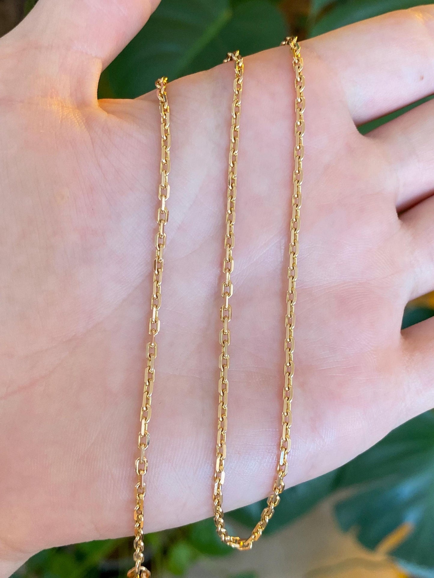 Vintage Solid 14k Yellow Gold Biker Link Chain Necklace - 16.25 inches