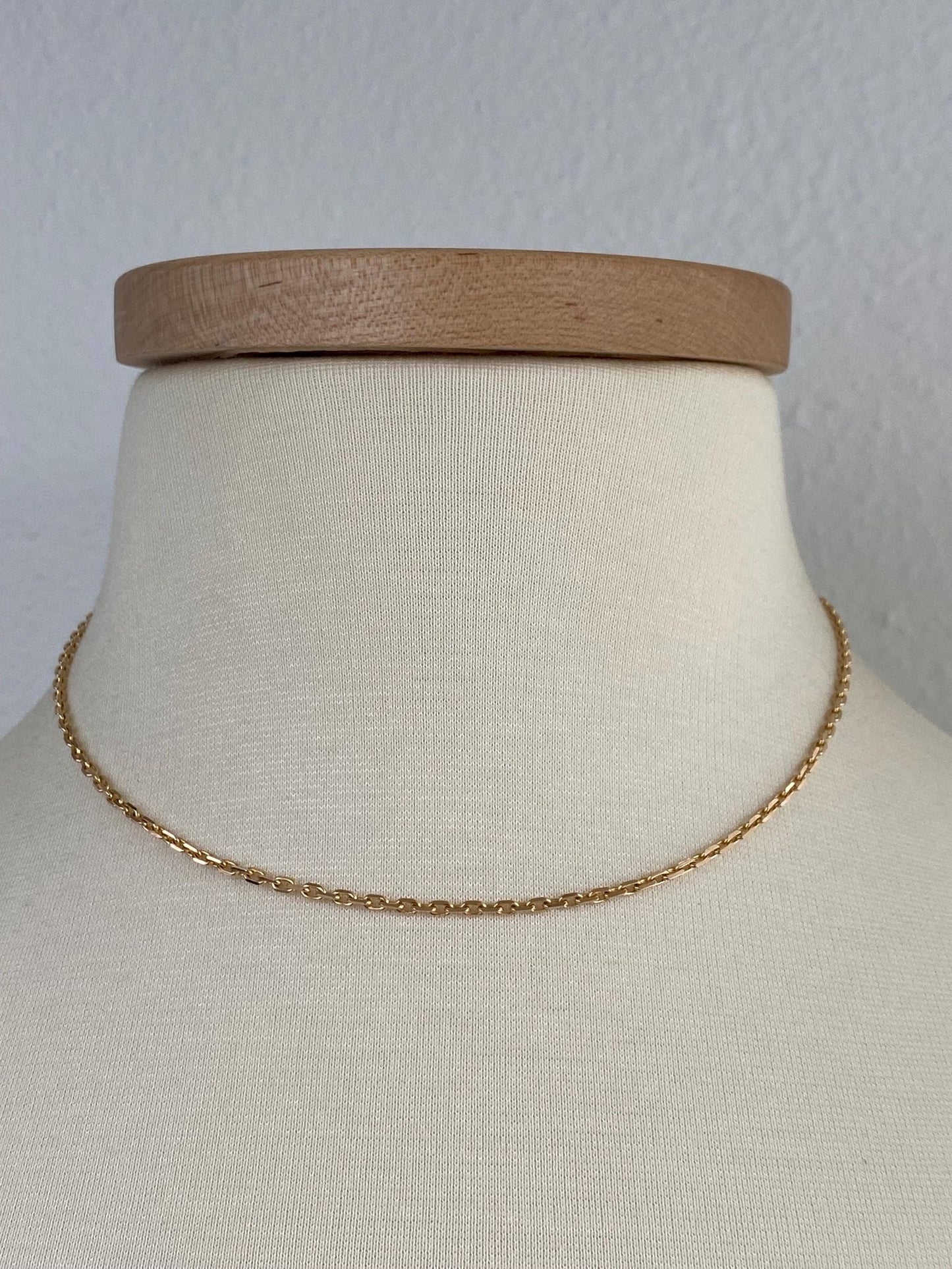 Vintage Solid 14k Yellow Gold Biker Link Chain Necklace - 16.25 inches