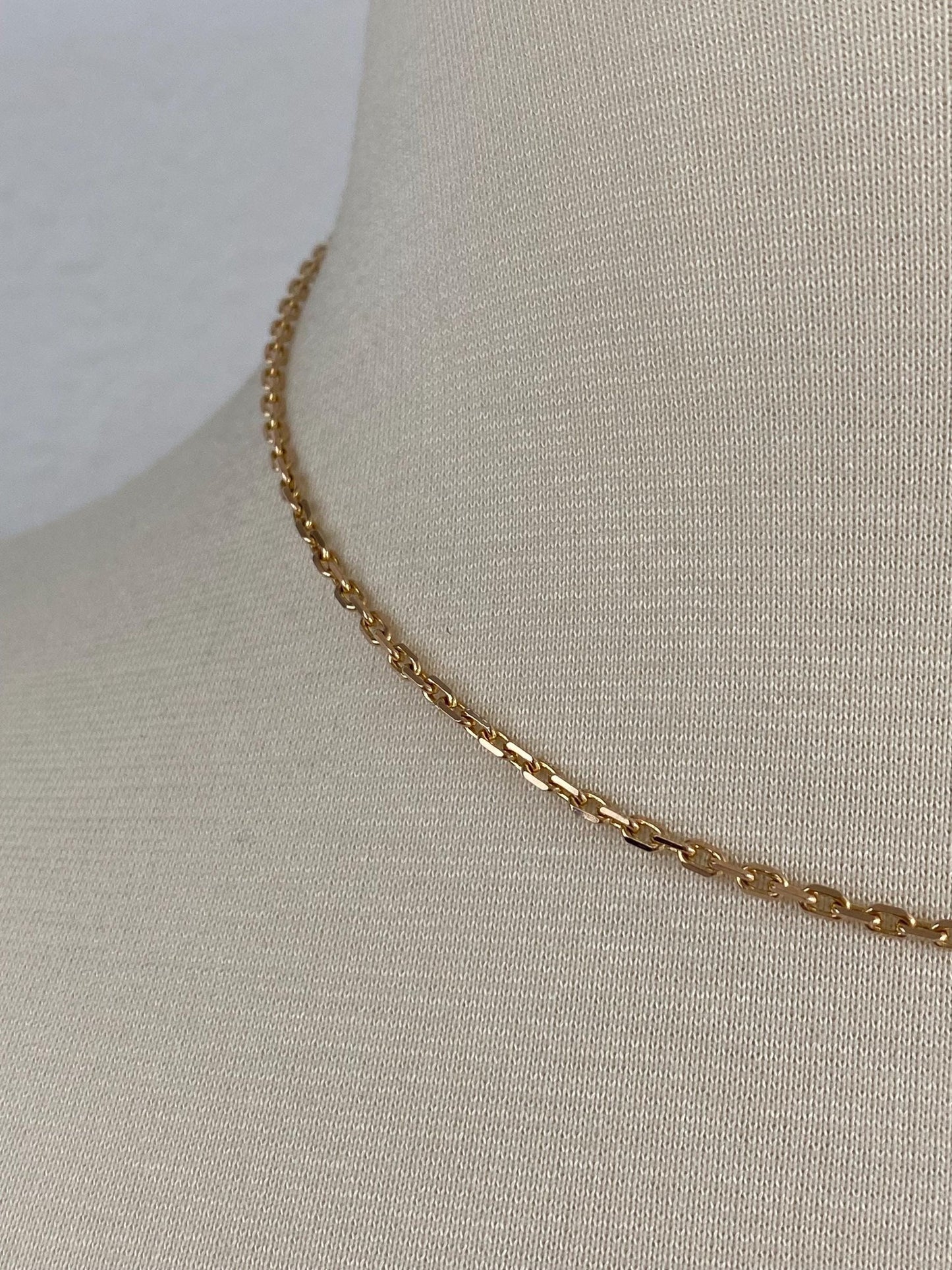 Vintage Solid 14k Yellow Gold Biker Link Chain Necklace - 16.25 inches