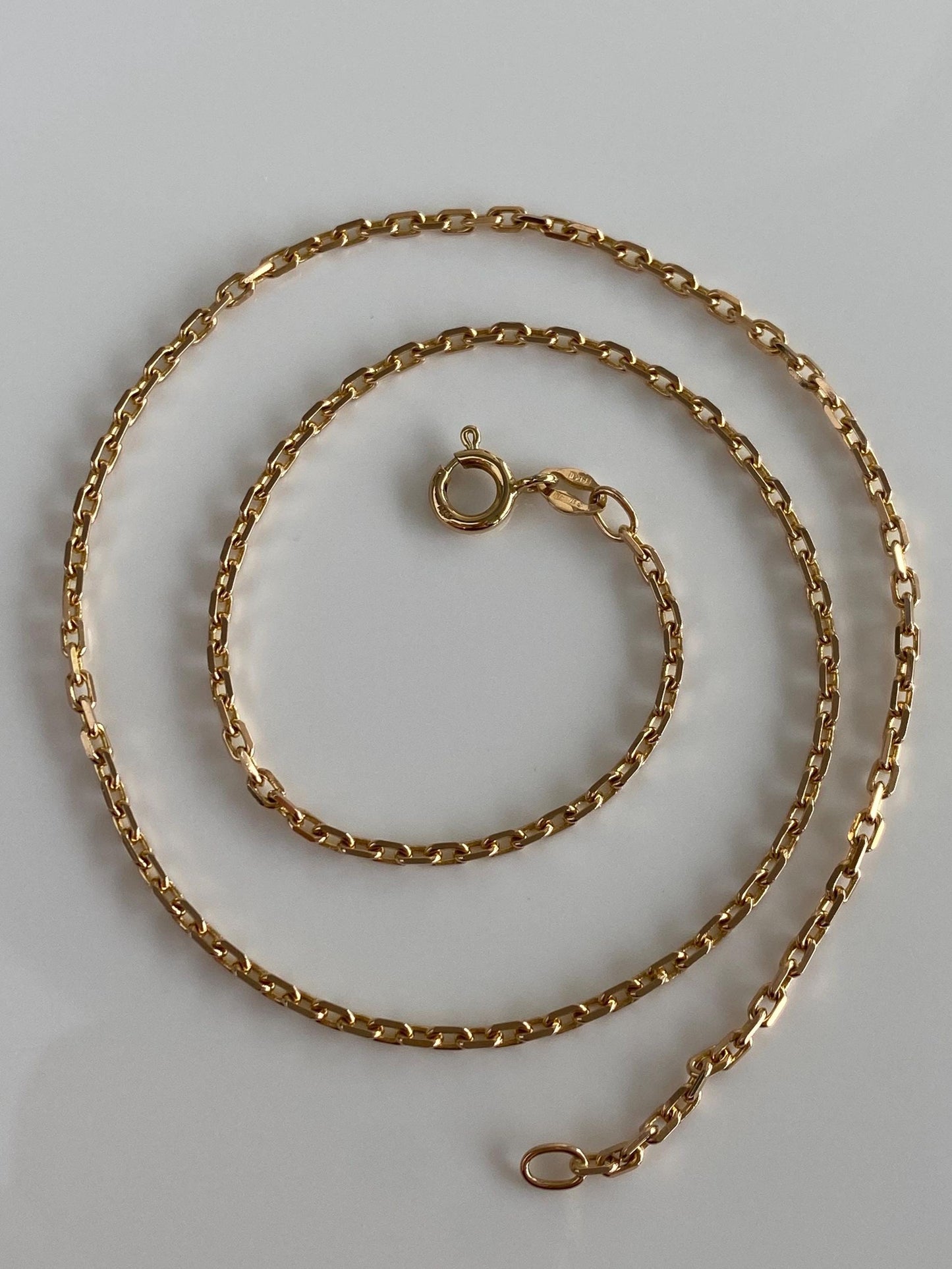 Vintage Solid 14k Yellow Gold Biker Link Chain Necklace - 16.25 inches