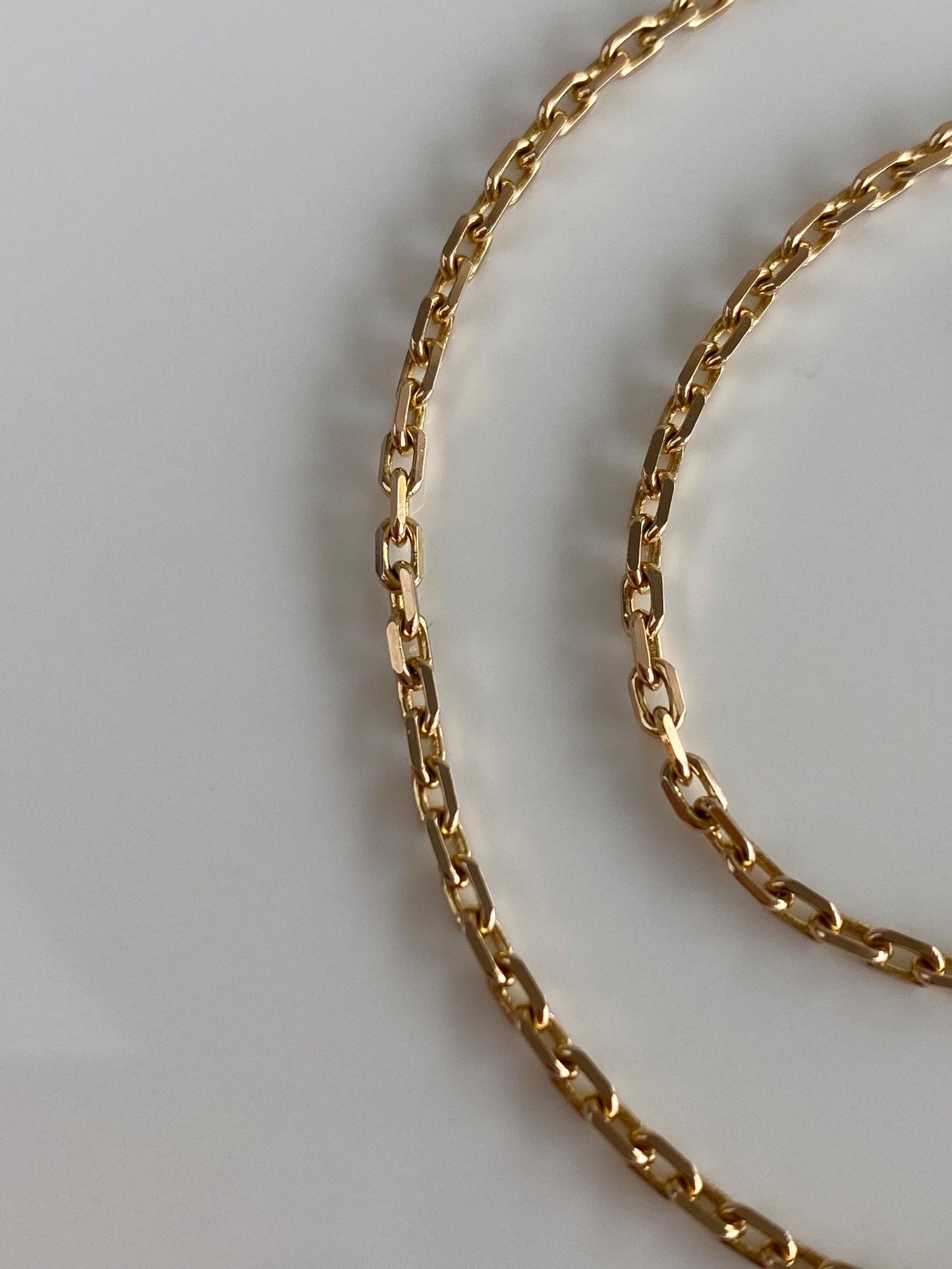 Vintage Solid 14k Yellow Gold Biker Link Chain Necklace - 16.25 inches
