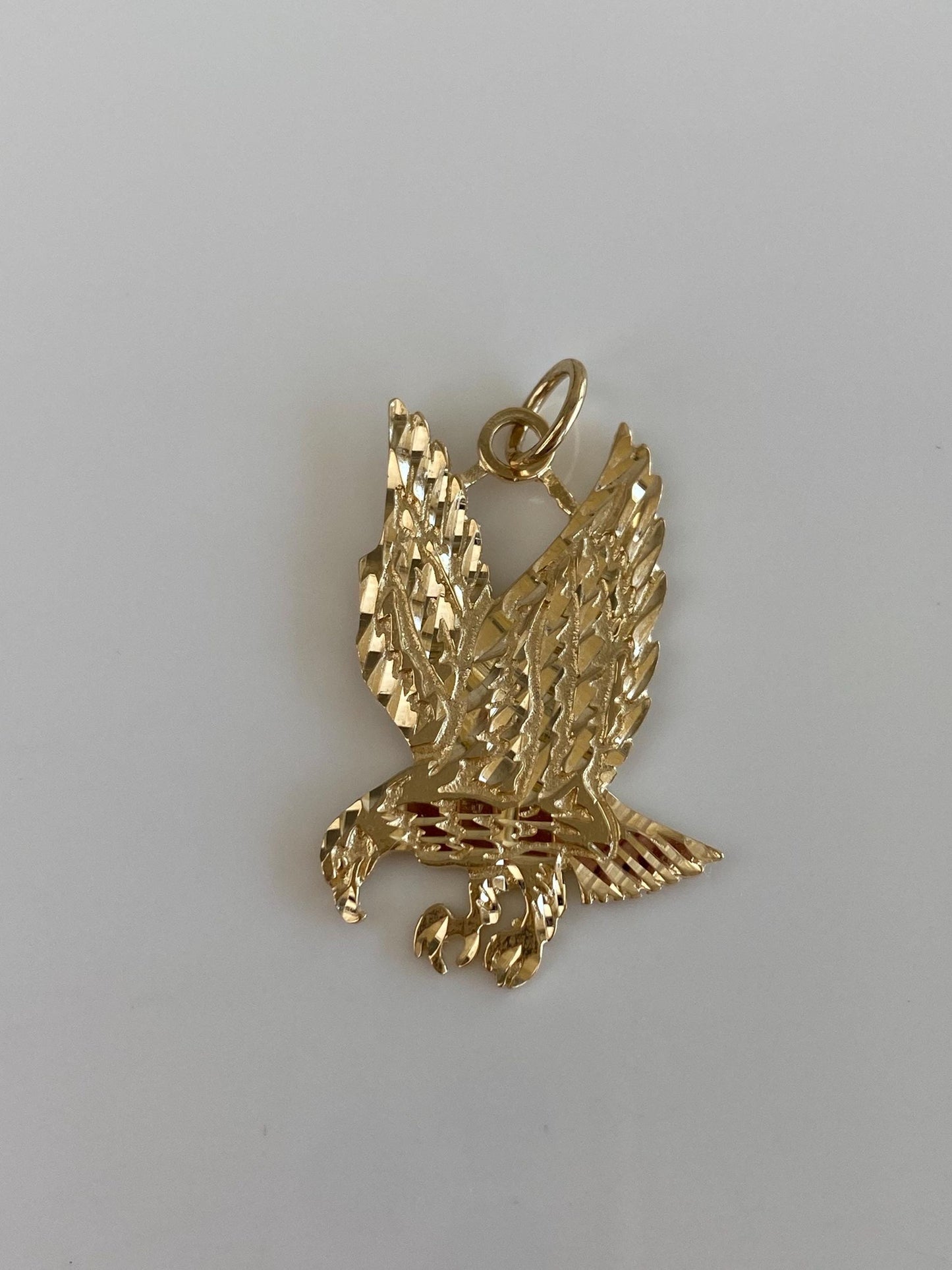 Vintage Solid 10k Yellow Gold Diamond Cut Eagle Charm