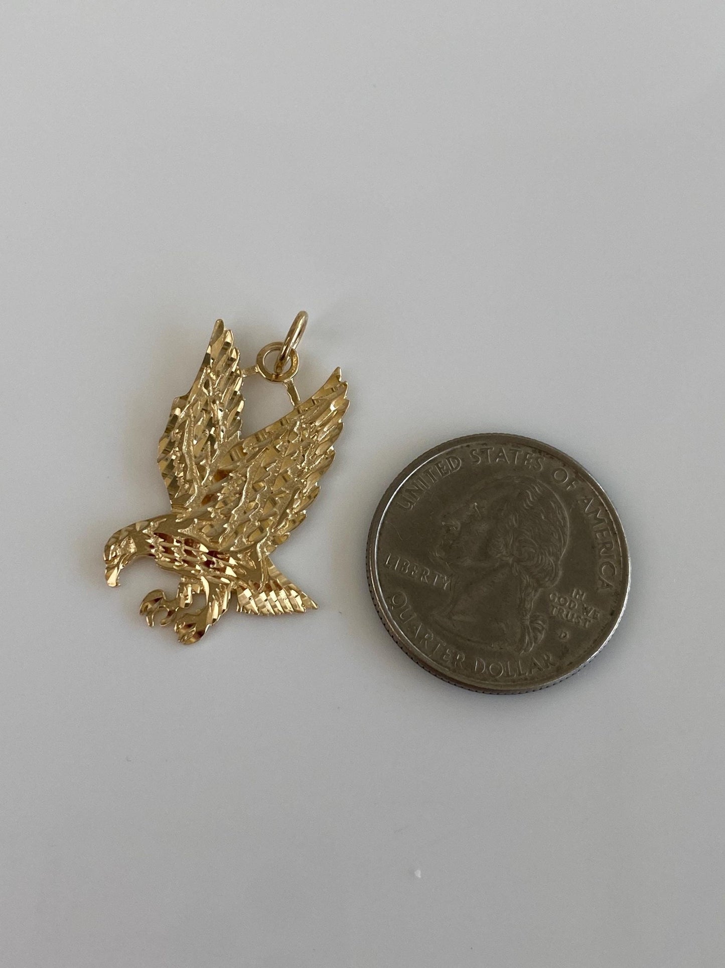 Vintage Solid 10k Yellow Gold Diamond Cut Eagle Charm
