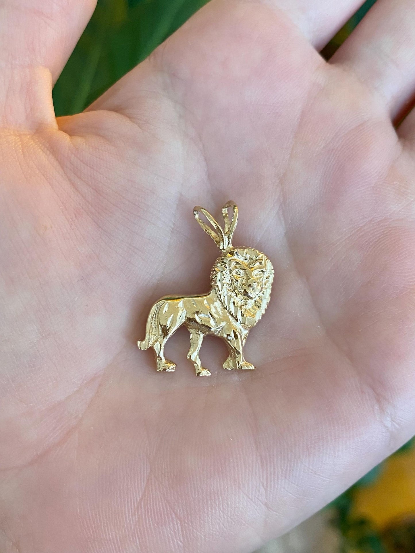 Vintage Solid 14k Yellow Gold Lion Charm