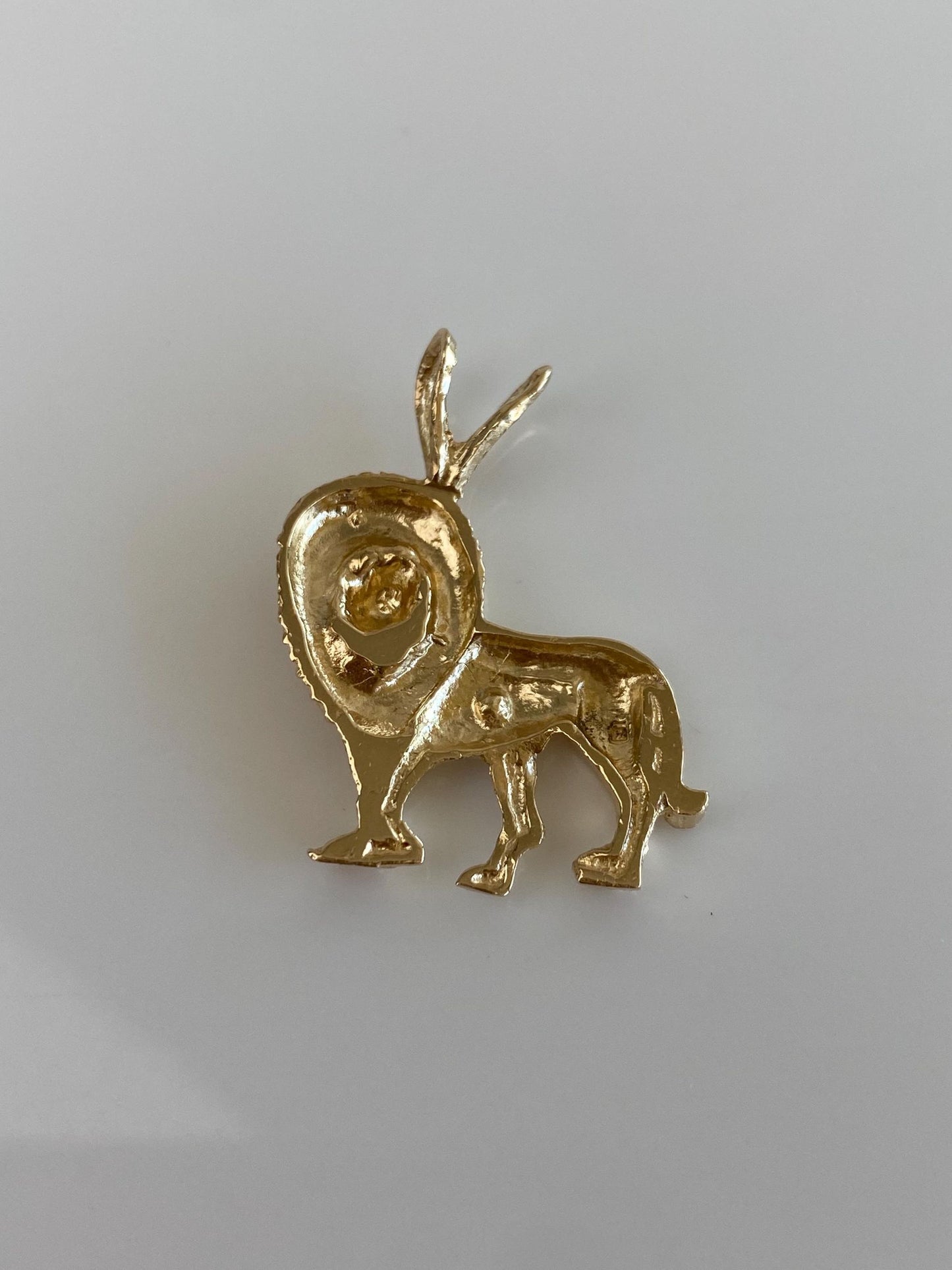 Vintage Solid 14k Yellow Gold Lion Charm