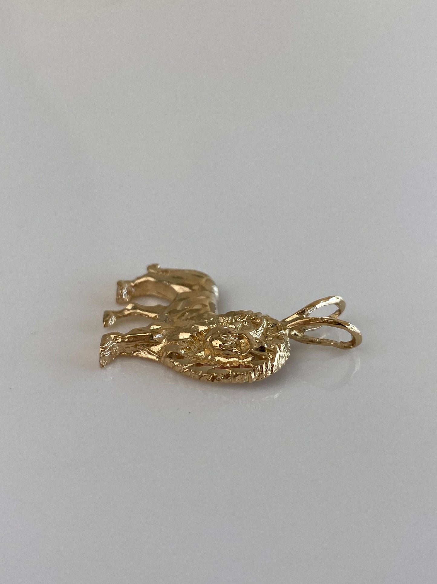 Vintage Solid 14k Yellow Gold Lion Charm