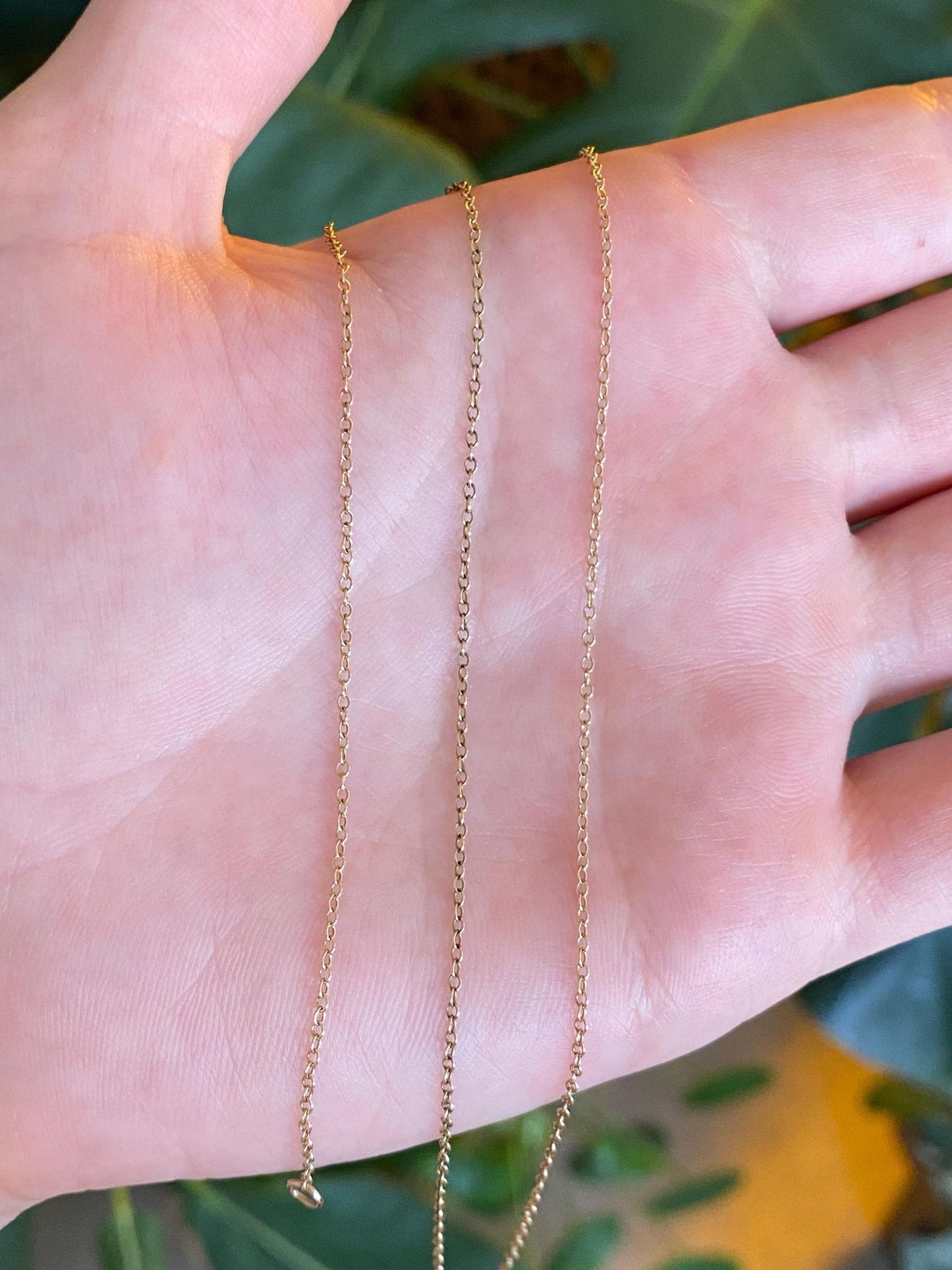 Vintage Solid 9k Yellow Gold Dainty Cable Chain Necklace - 16.75 inches