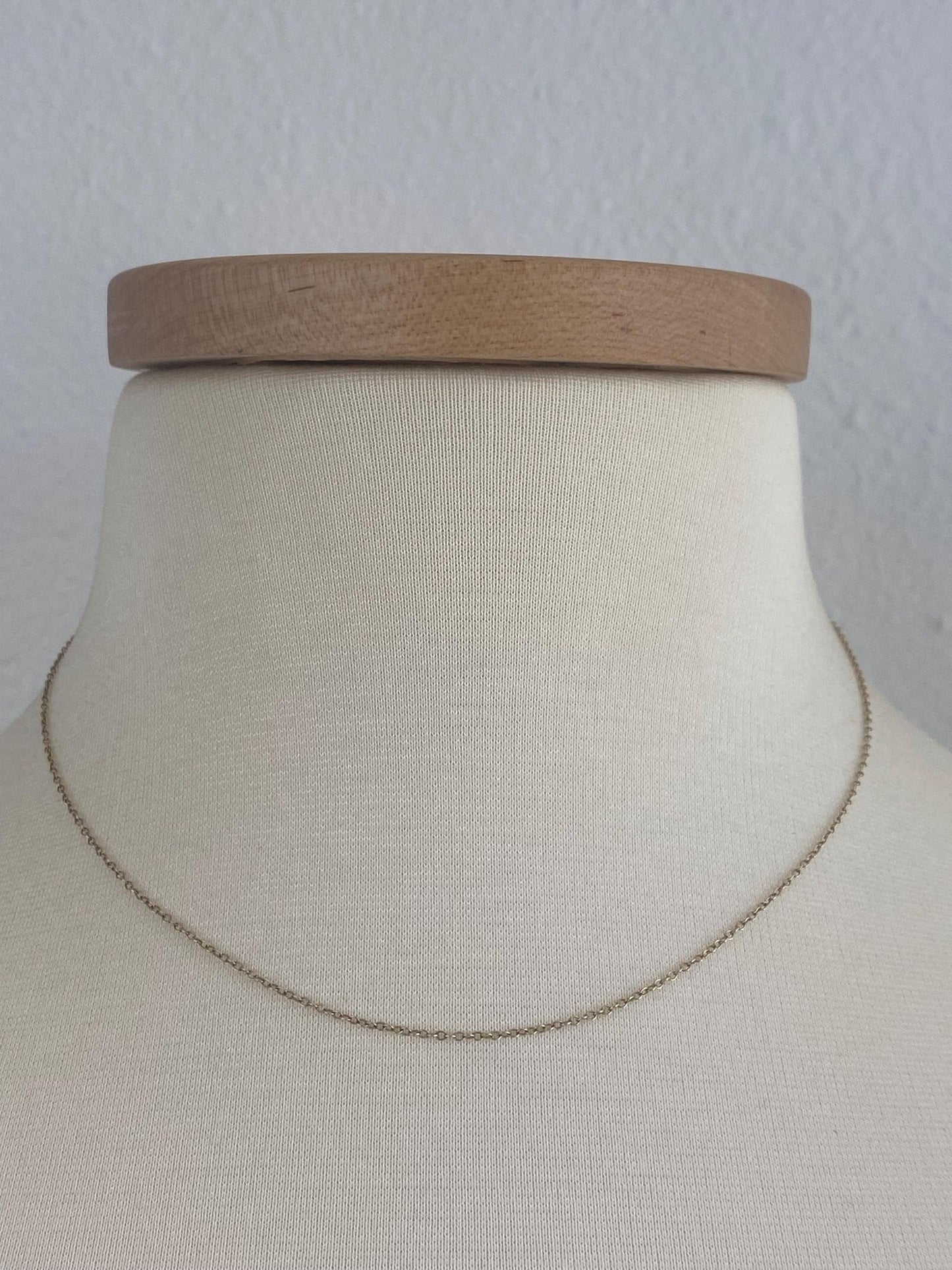 Vintage Solid 9k Yellow Gold Dainty Cable Chain Necklace - 16.75 inches