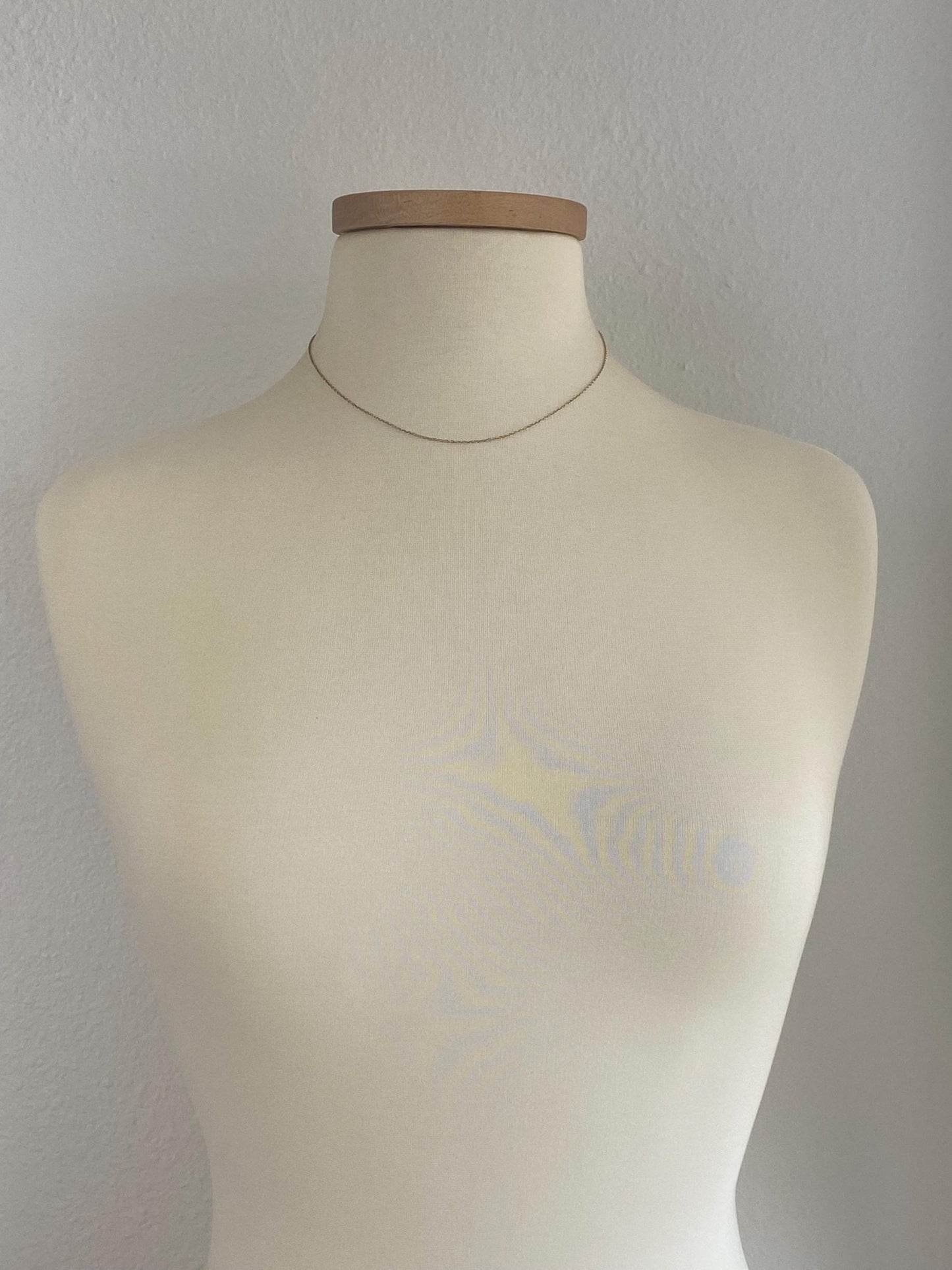 Vintage Solid 9k Yellow Gold Dainty Cable Chain Necklace - 16.75 inches