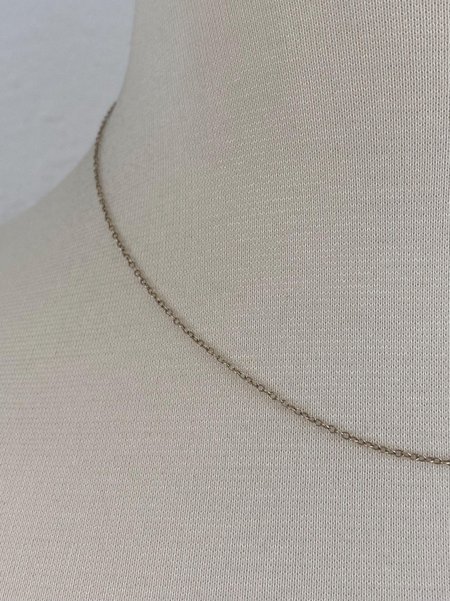 Vintage Solid 9k Yellow Gold Dainty Cable Chain Necklace - 16.75 inches