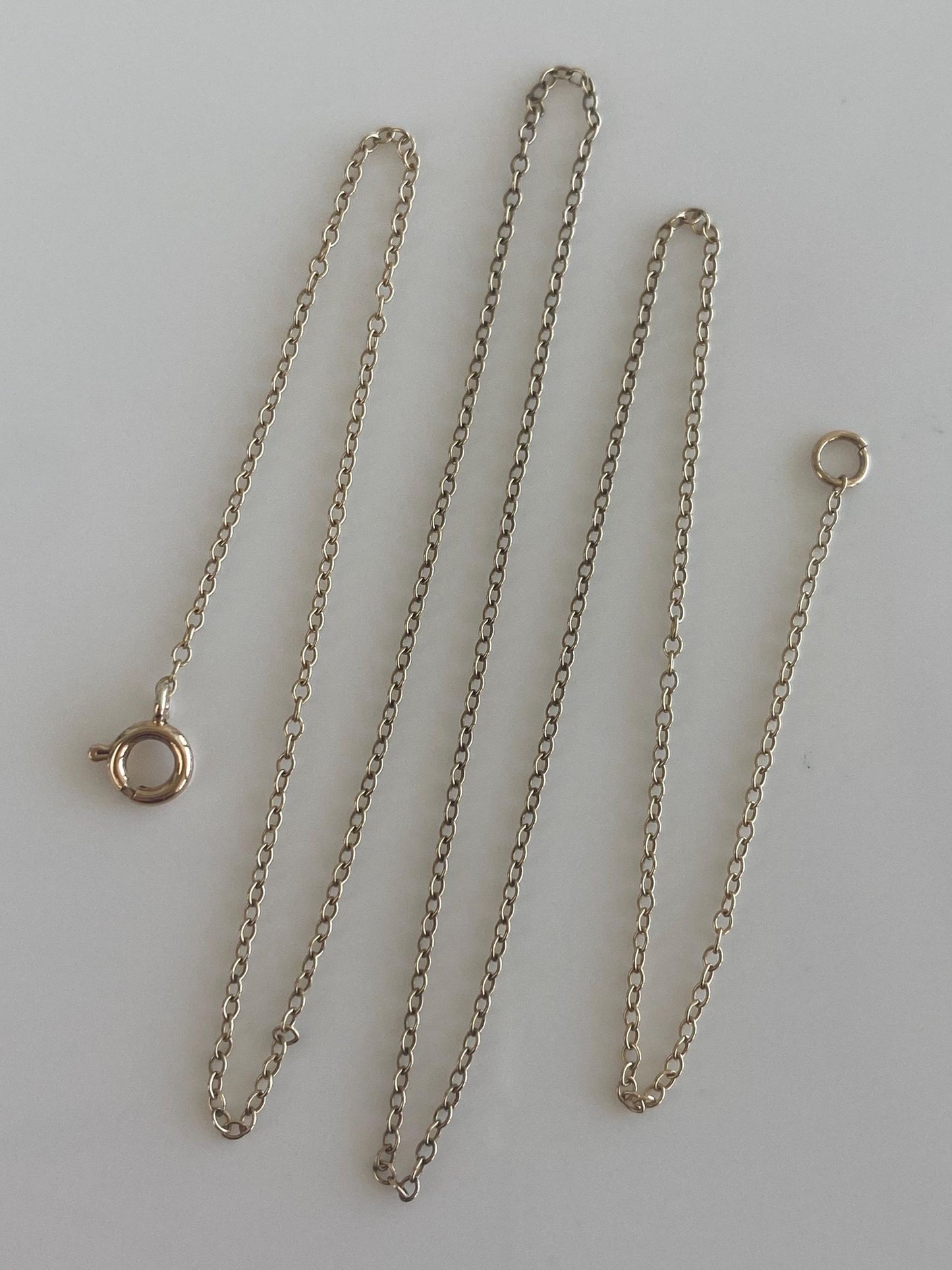 Vintage Solid 9k Yellow Gold Dainty Cable Chain Necklace - 16.75 inches