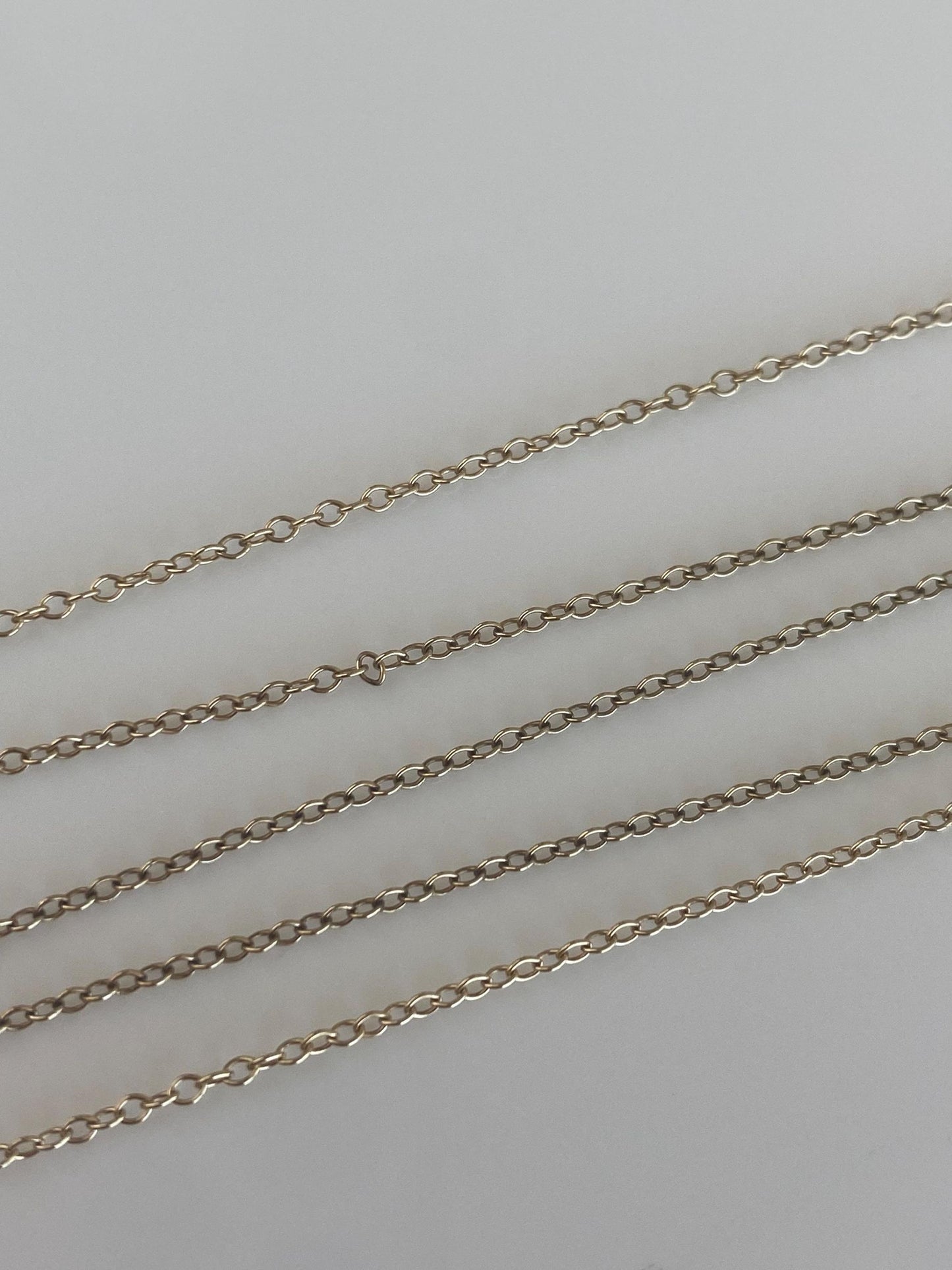 Vintage Solid 9k Yellow Gold Dainty Cable Chain Necklace - 16.75 inches