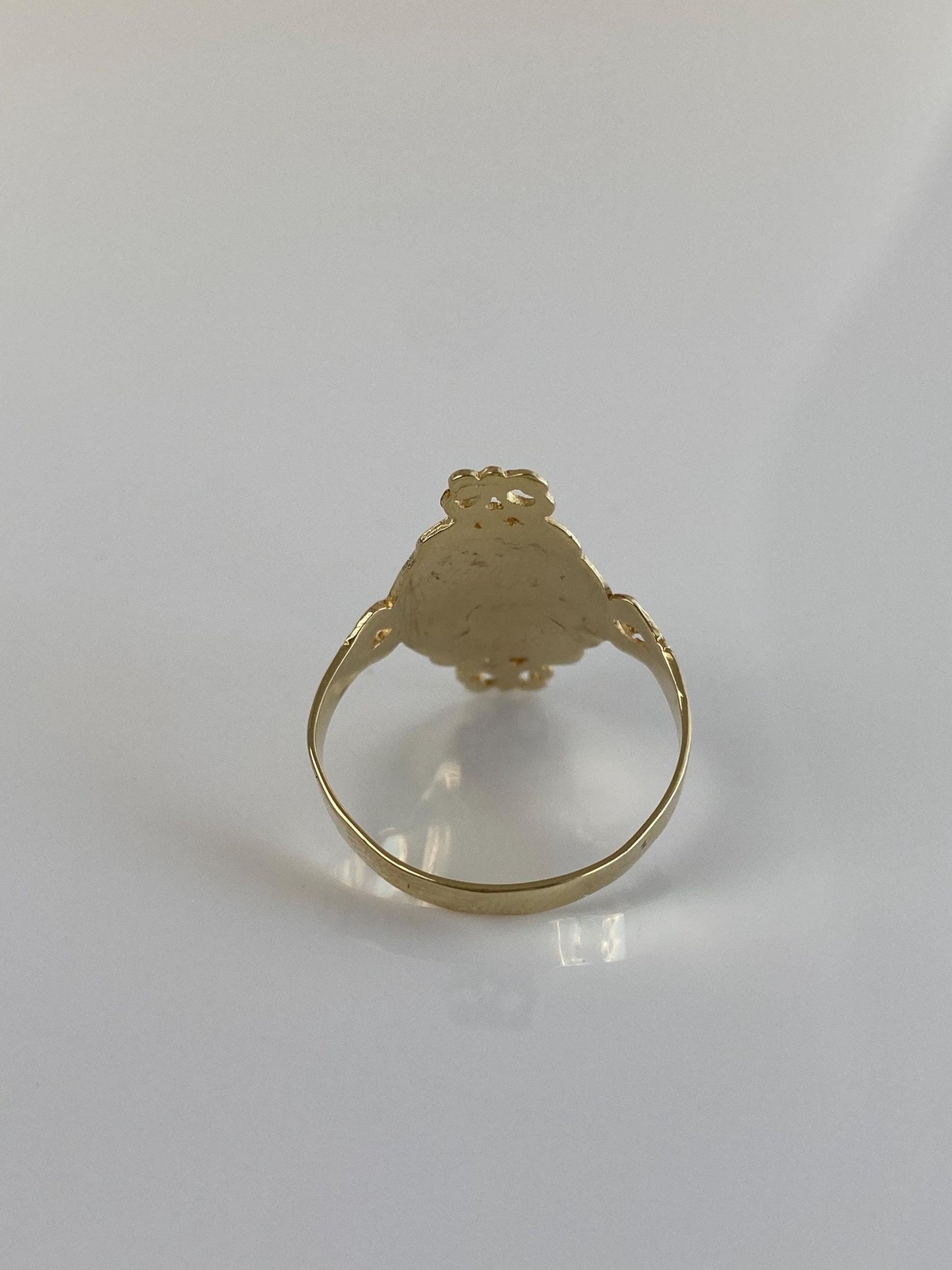 Vintage Solid 14k Tri Tone Gold Initial Diamond Cut 'J' Ring - Size 7