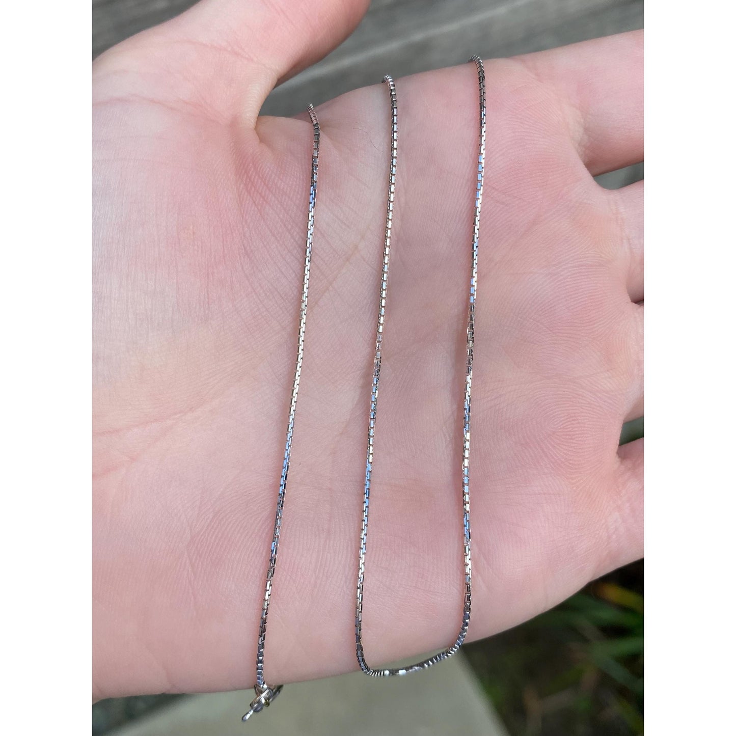 Vintage Solid 18k White Gold Box Chain Necklace - 17.75 inches